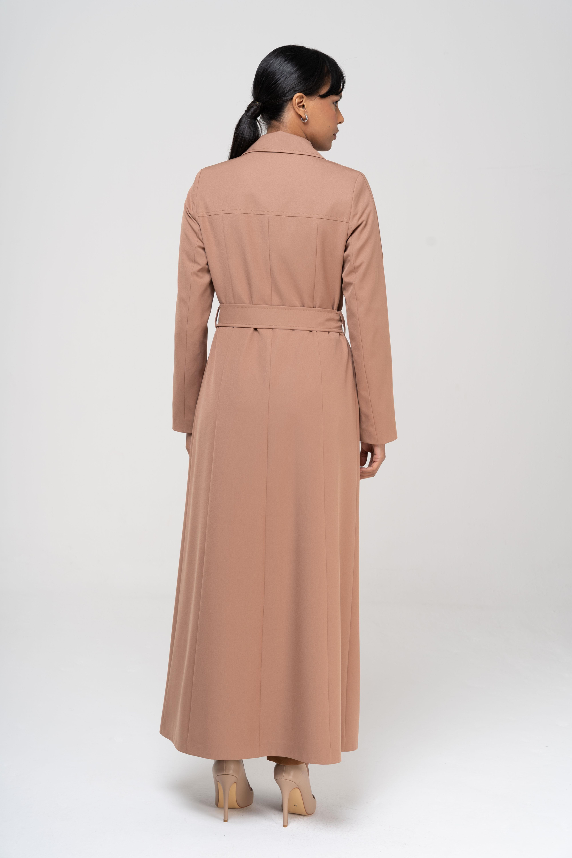 معطف علوي مبطن بتفاصيل حزام وياقة قميص كامل 6555