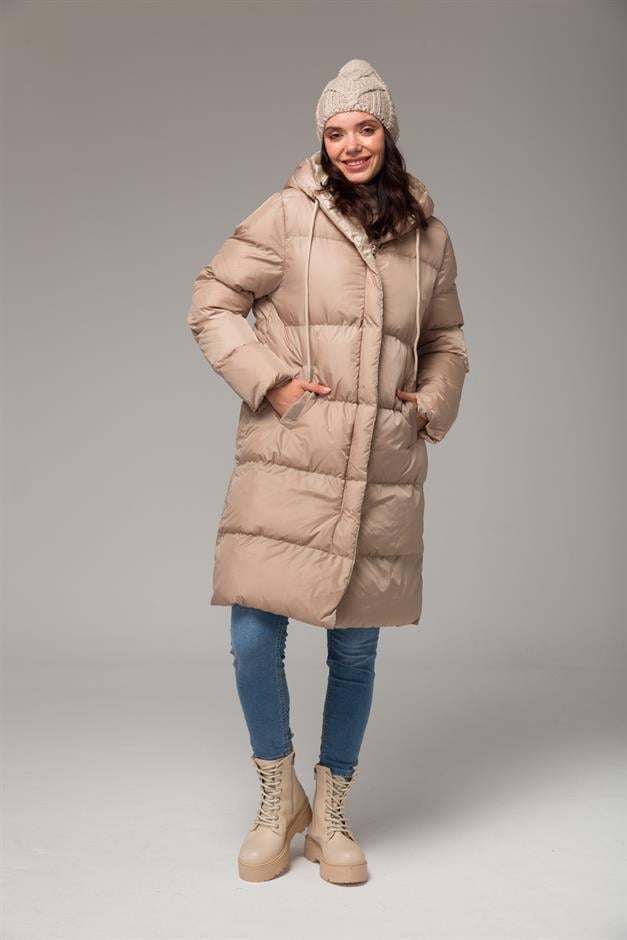 Kapüşonlu Fermuar Kapamalı Şişme Mont TAŞ 6225