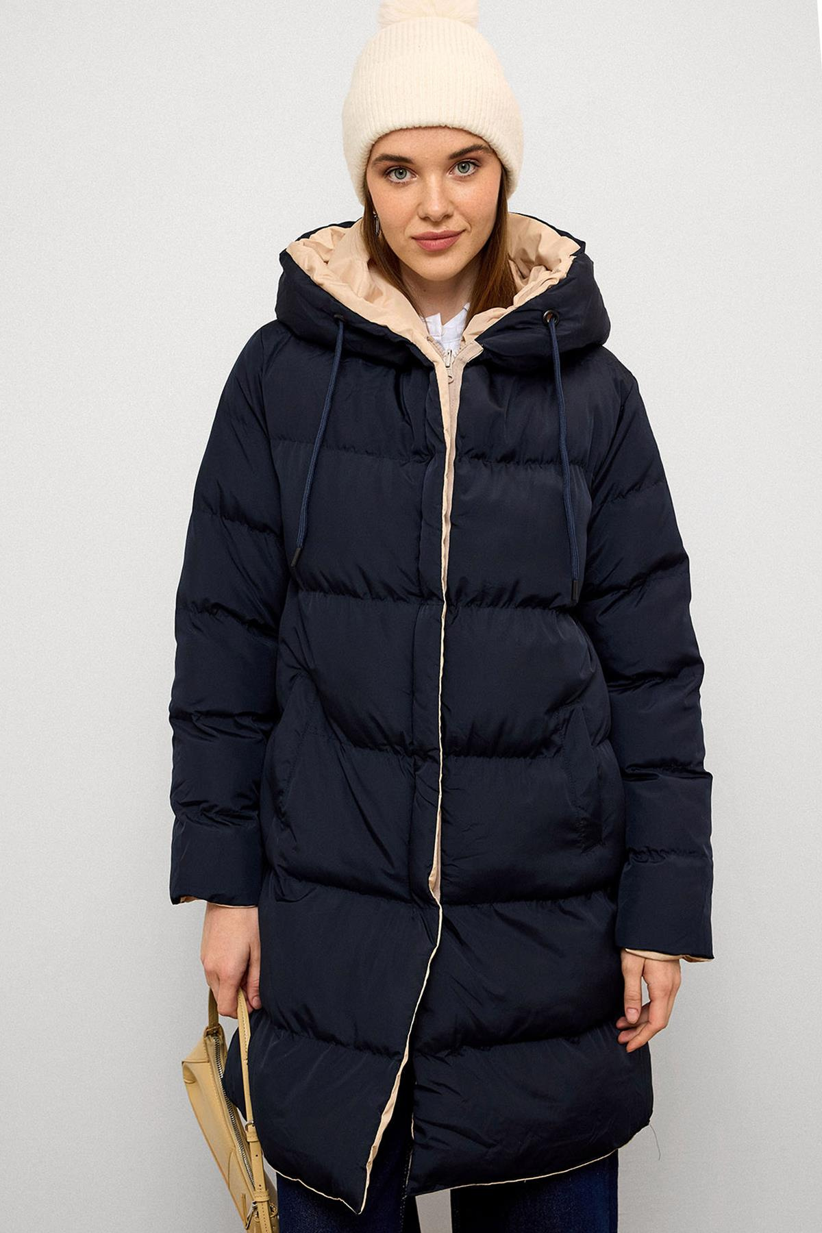 Kapüşonlu İki Renkli Çift Taraflı Şişme Mont LACİ-TAŞ 5371