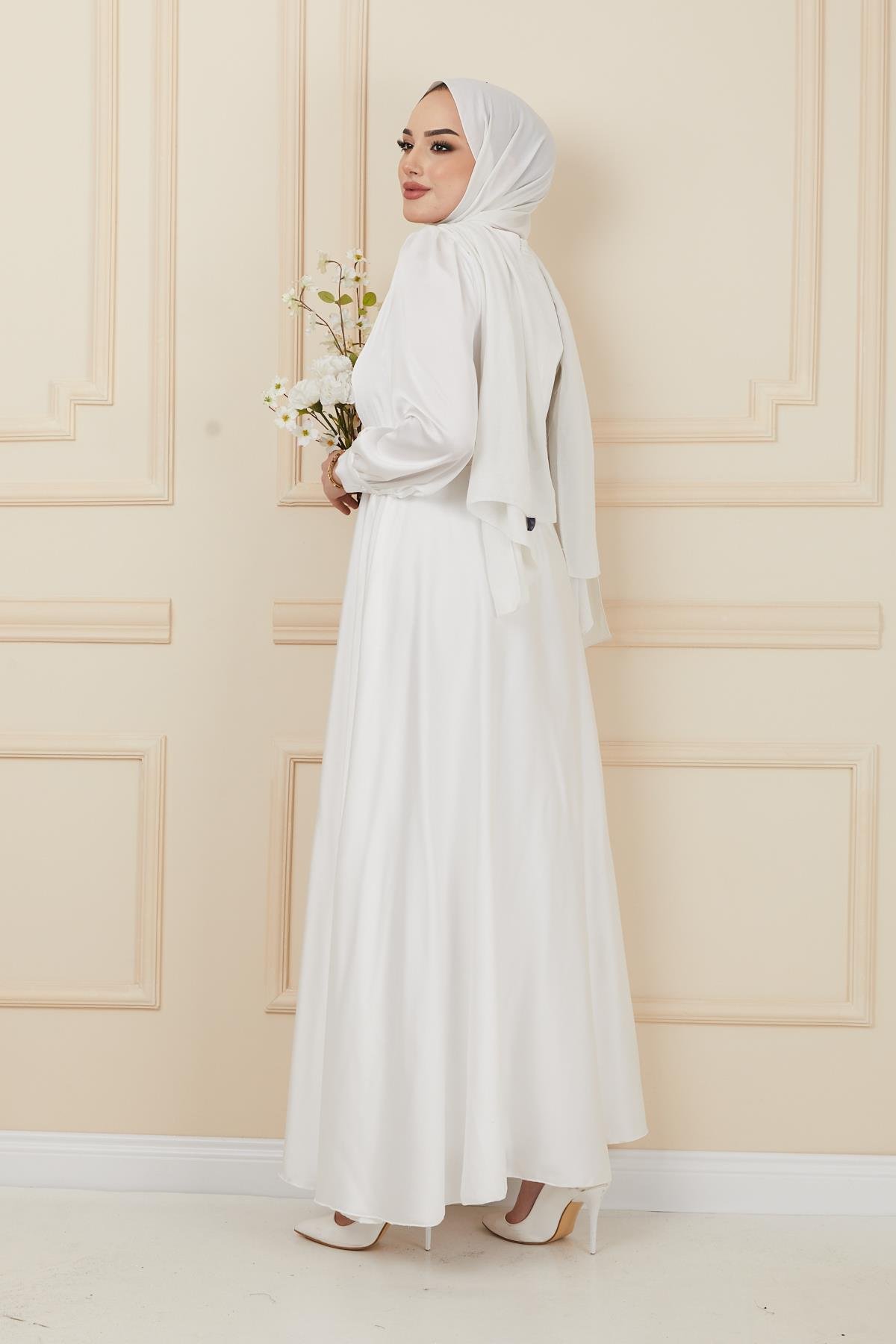 فستان سهرة واسع مع حزام إكسسوار وحدة التحكم الإلكترونية 1602