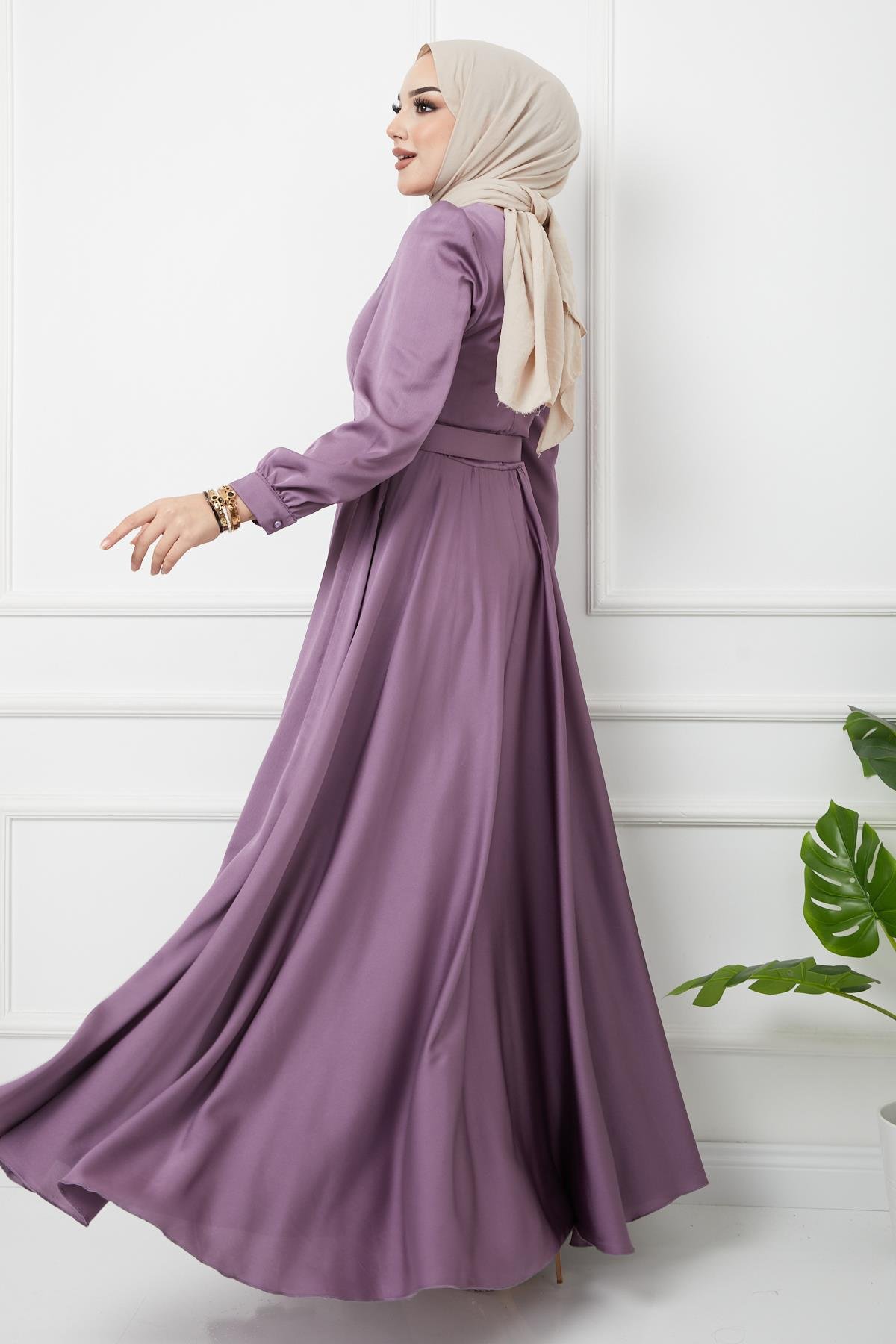 فستان سهرة واسع مع حزام إكسسوار ليلا 1602