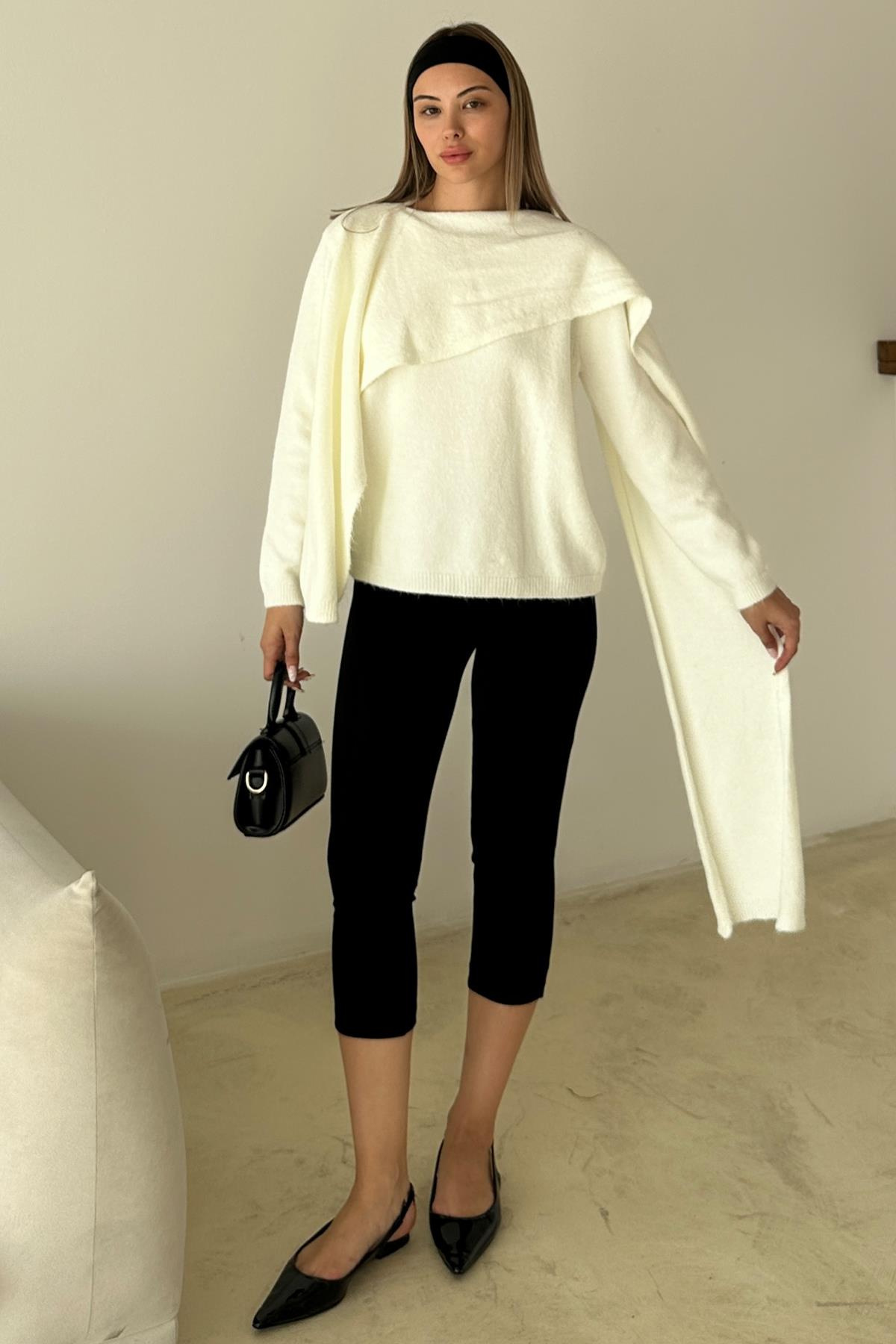Self-Wrap Knitted Sweater IVORY 8266