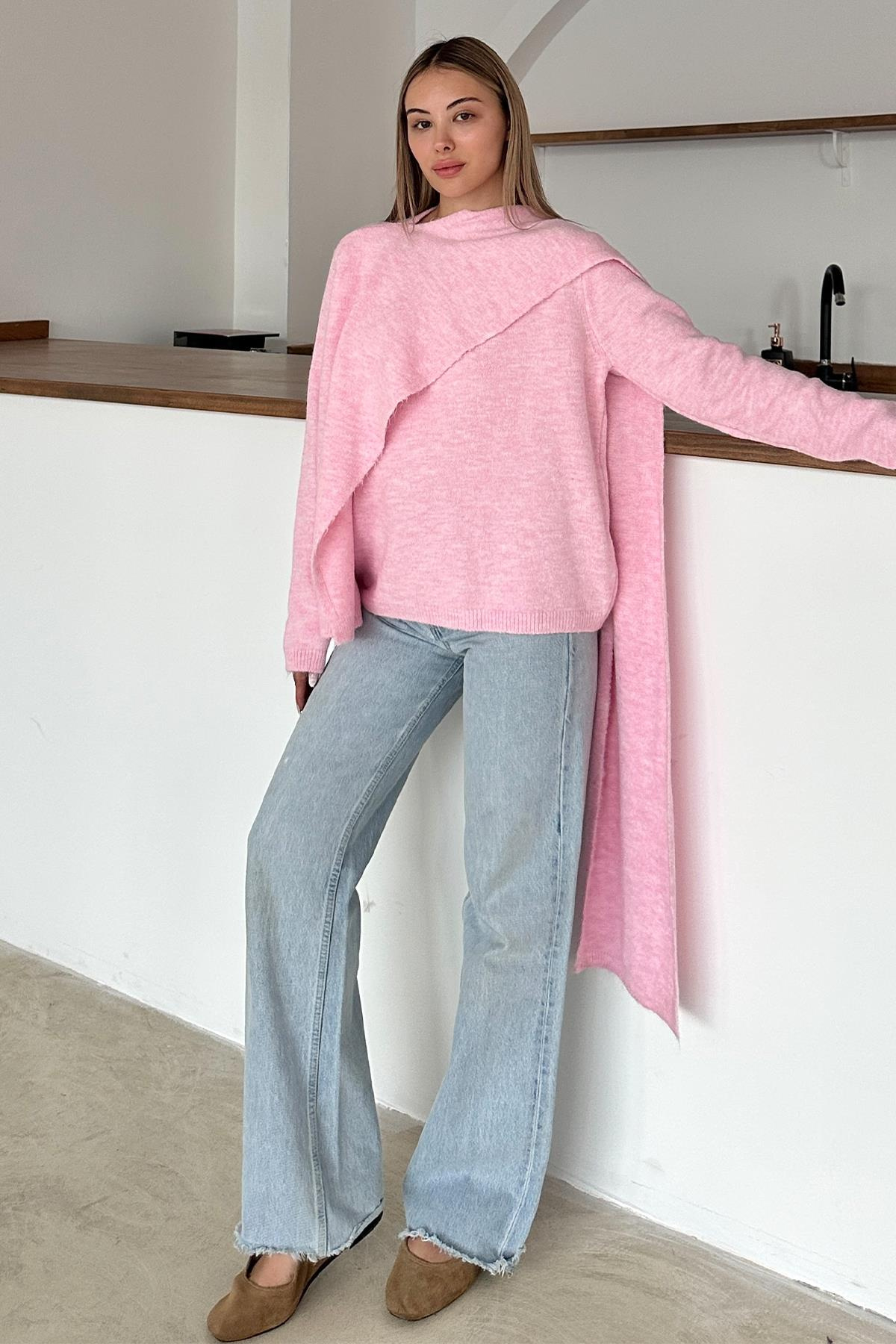 Self-Wrap Knitted Sweater HORNS 8266