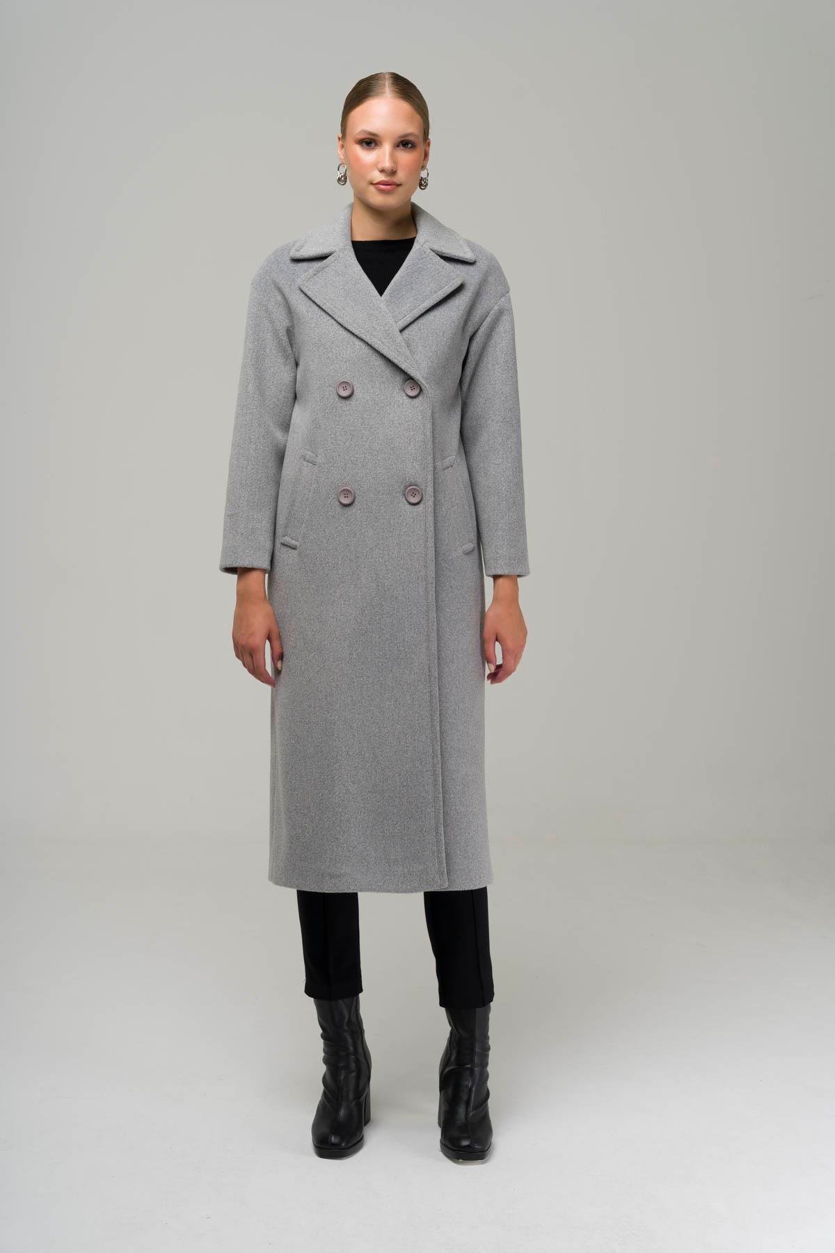 Double Breasted Mid-Length Oversize Coat A.GRI 3860-Y