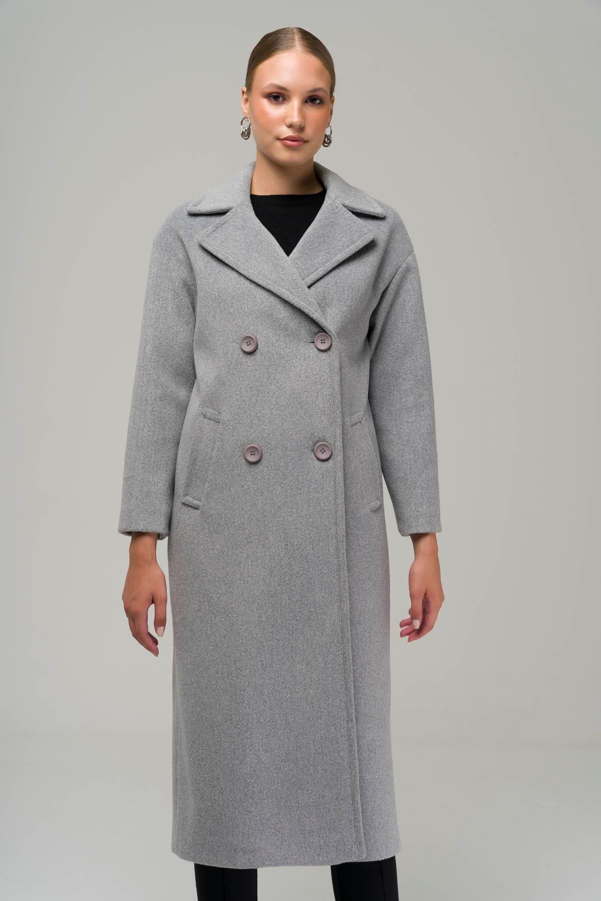 Double Breasted Mid-Length Oversize Coat A.GRI 3860-Y