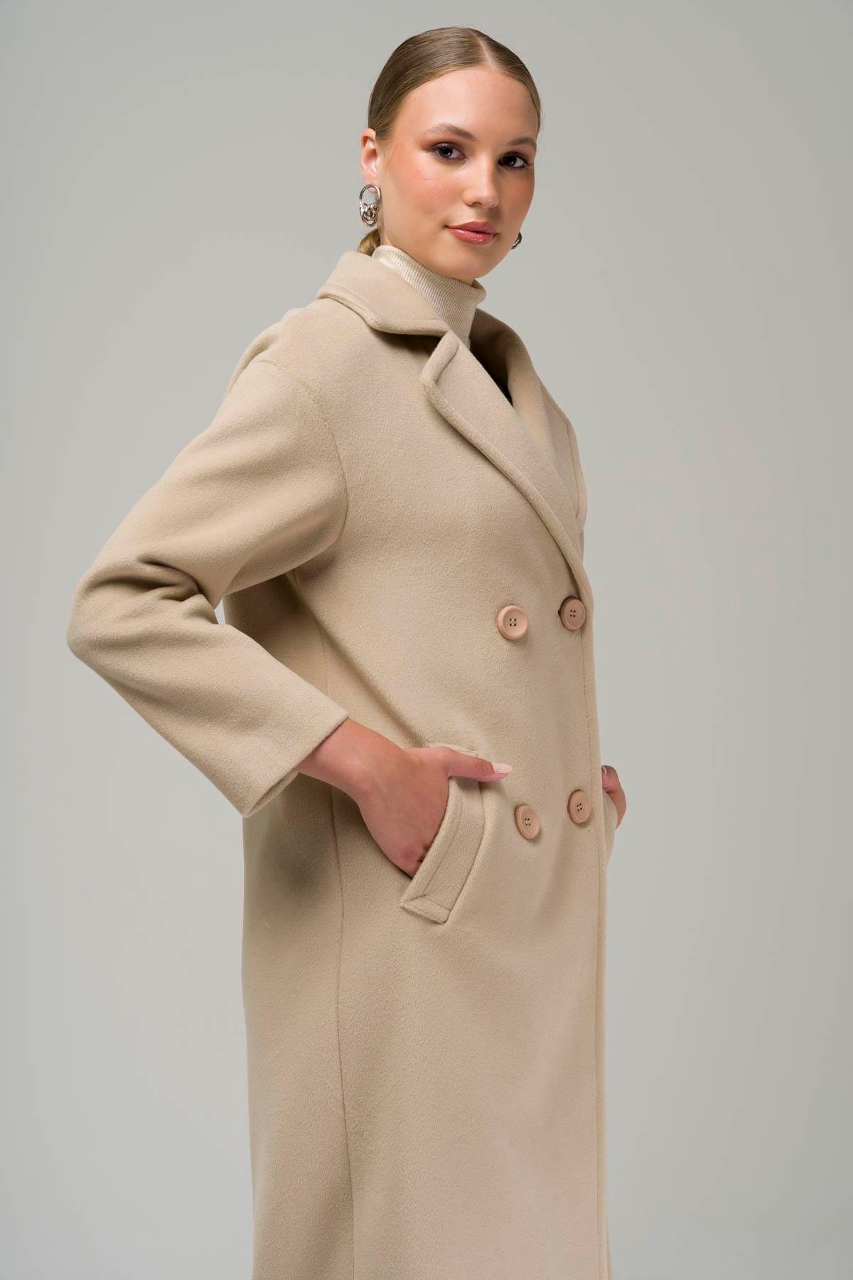 Double Breasted Mid-Length Oversize Coat IVORY 3860-Y