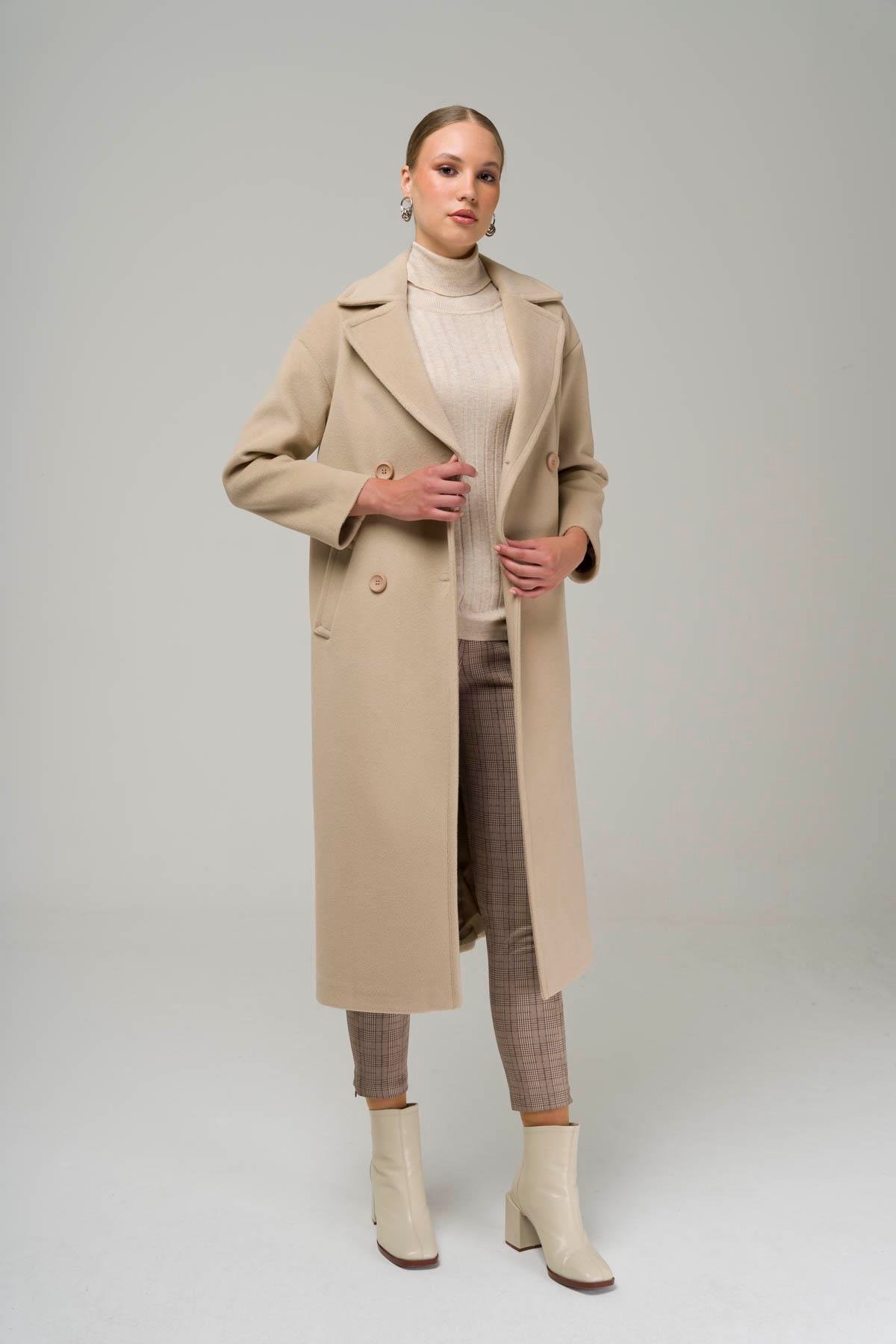 Double Breasted Mid-Length Oversize Coat IVORY 3860-Y