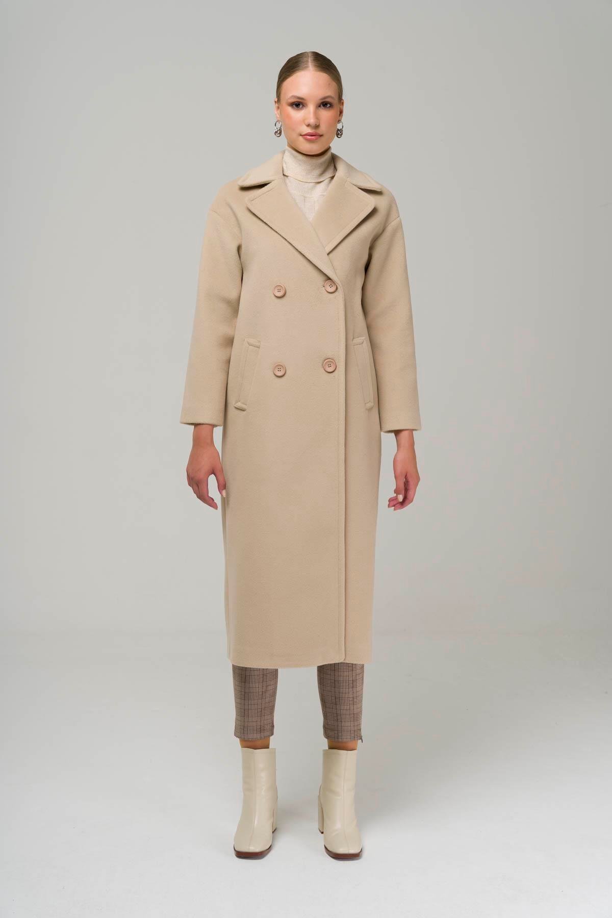 Double Breasted Mid-Length Oversize Coat IVORY 3860-Y