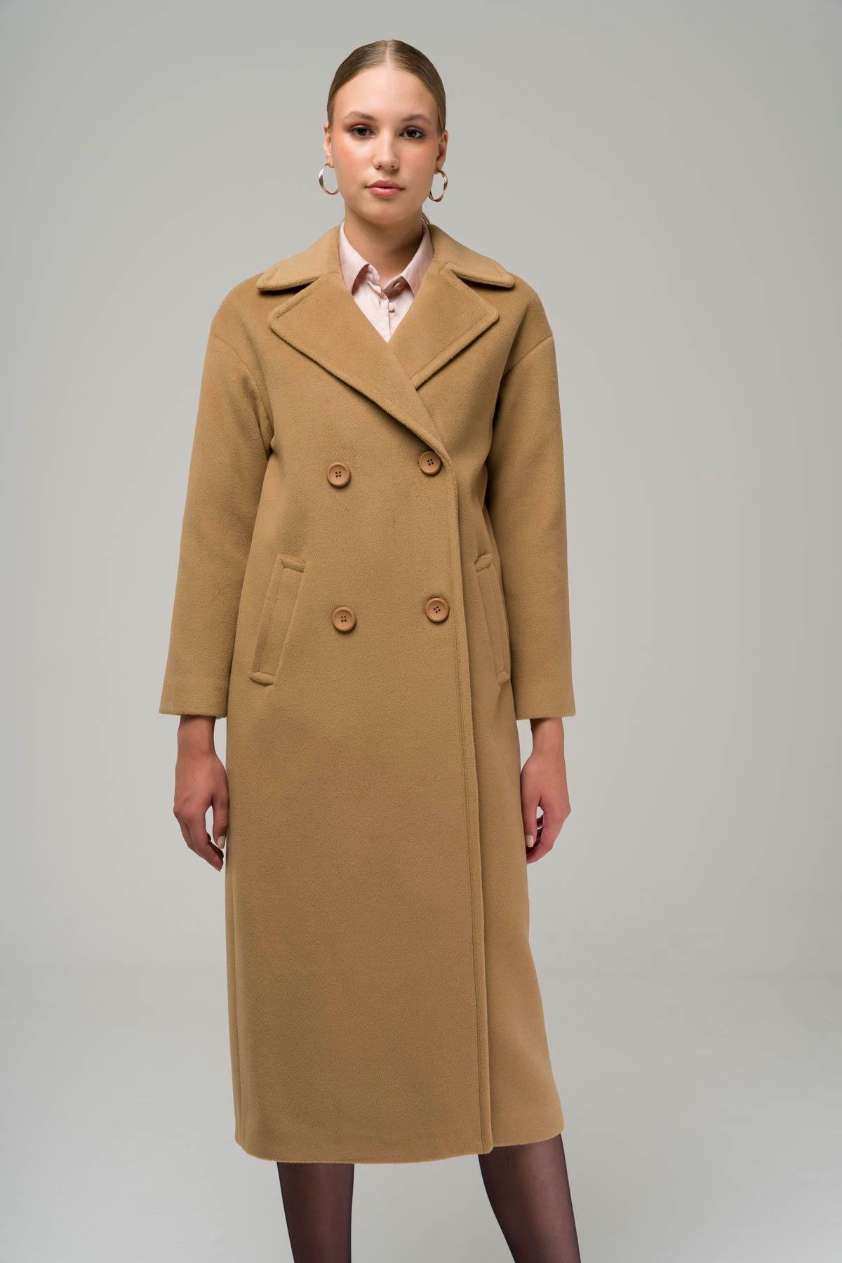 Double Breasted Mid-Length Oversize Coat CAMEL 3860-Y