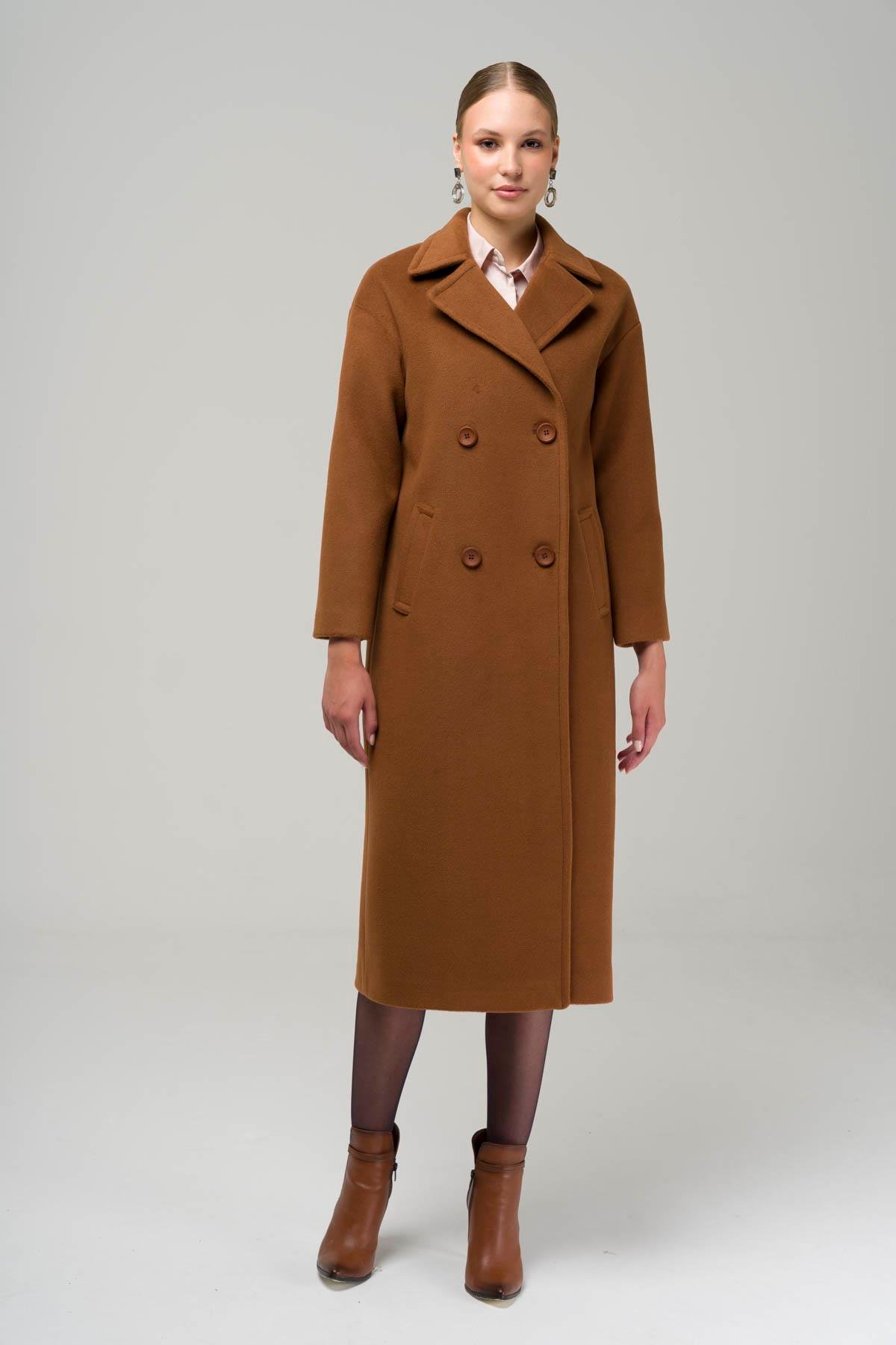 Double Breasted Mid-Length Oversize Coat CAMEL 3860-Y