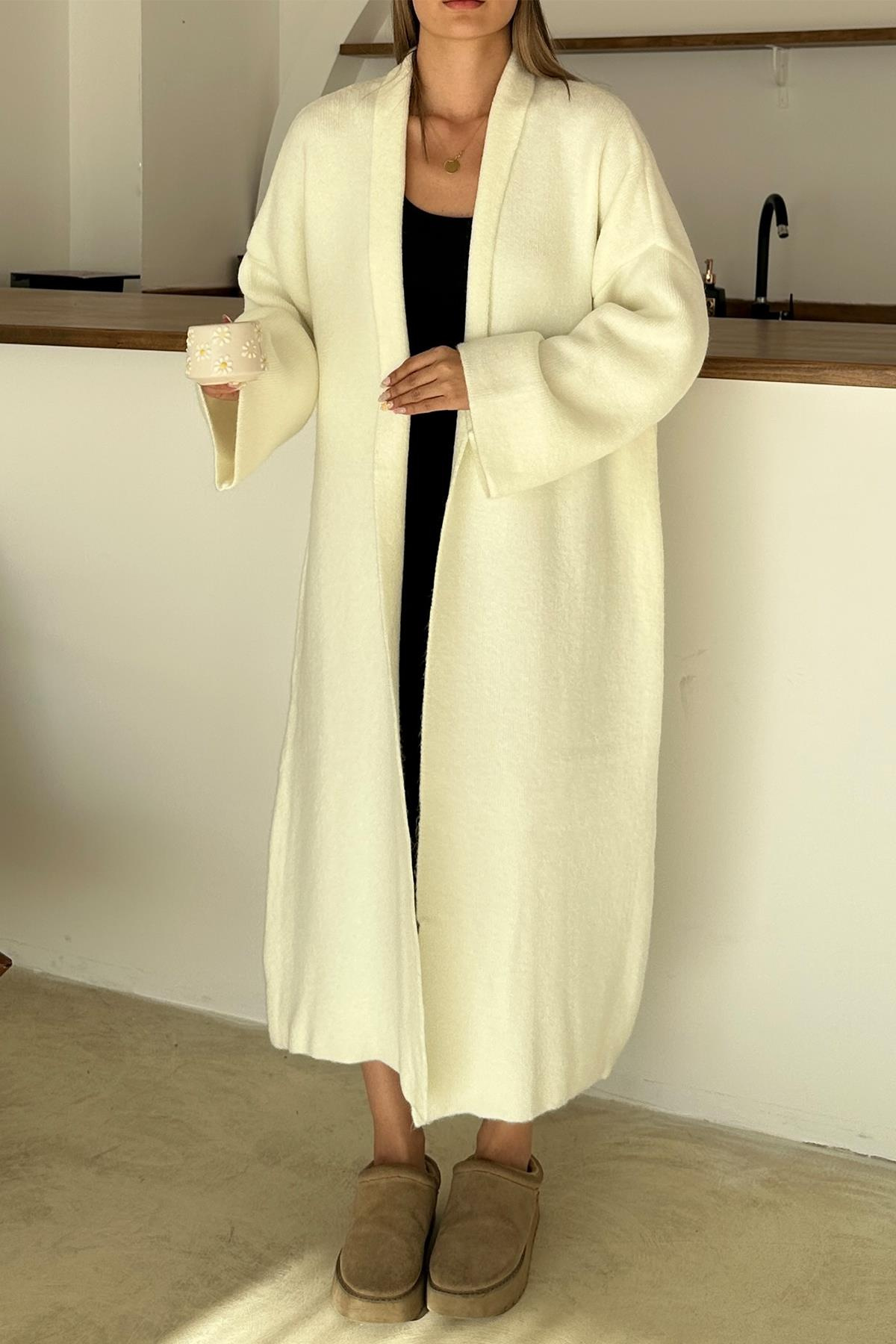 Oversize Thick Knit Long Cardigan IVORY 8274