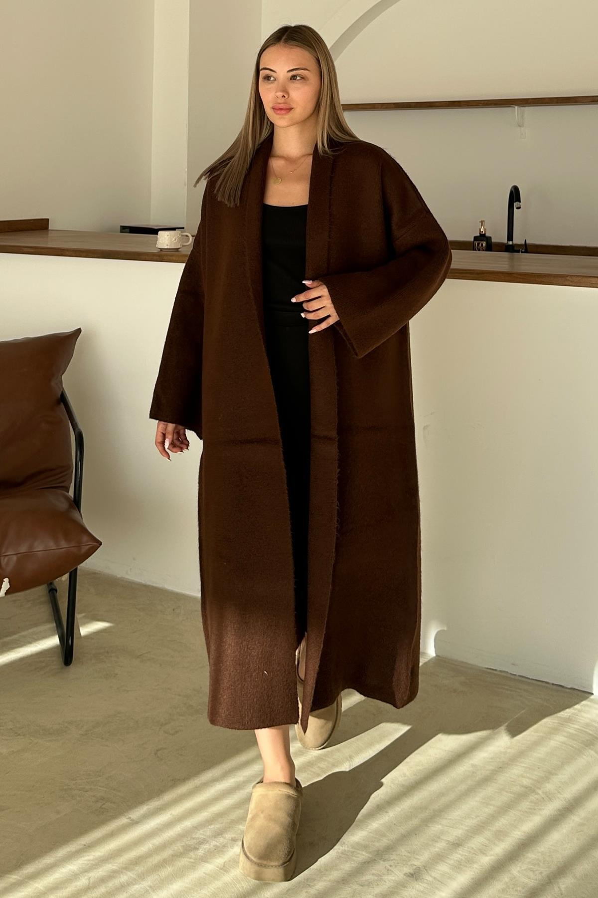 Oversize Thick Knit Long Cardigan COFFEE 8274