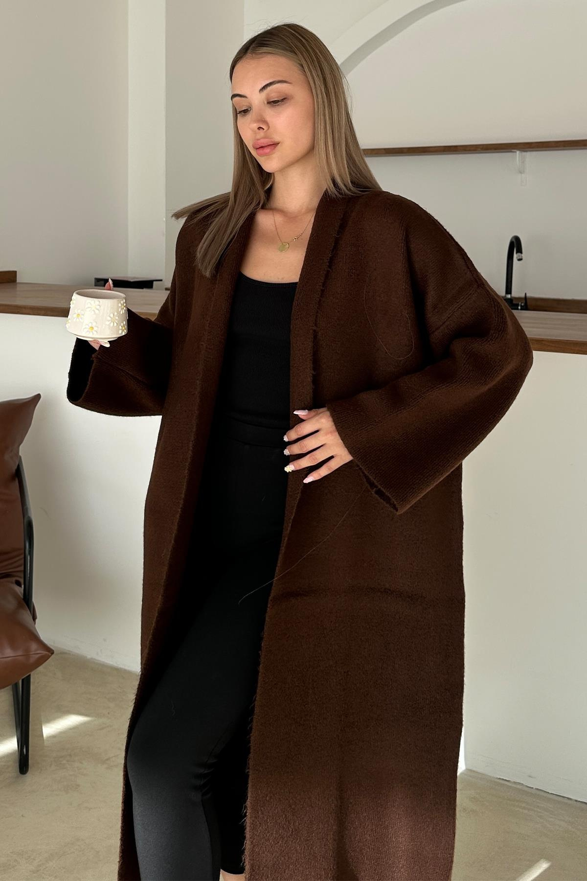 Oversize Thick Knit Long Cardigan COFFEE 8274