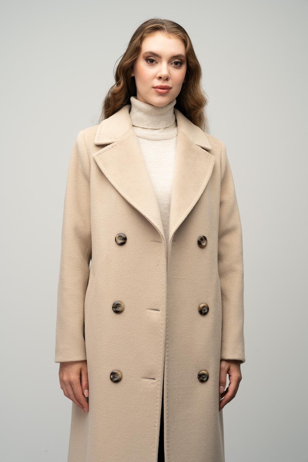 معطف حصري مزدوج الصدر مع تفاصيل بونتو يفعل 3055