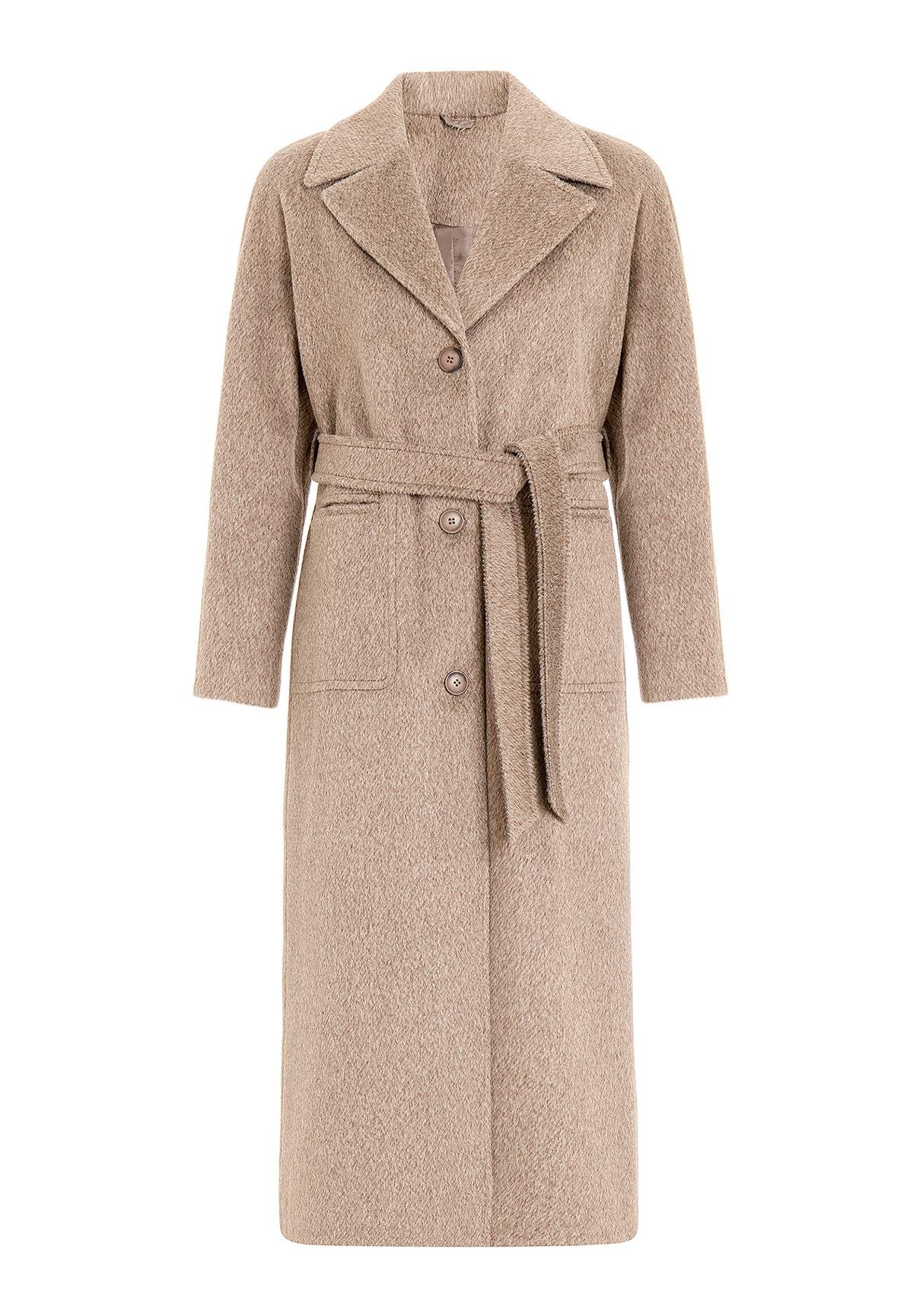 Raglan Sleeve Tied Waist Mohair Coat AGE 3156