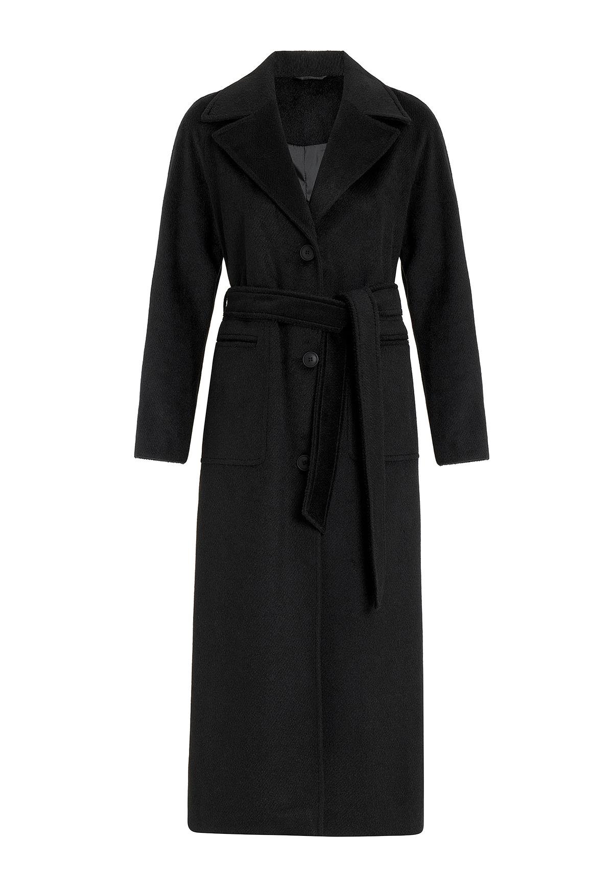 Reglan Kol Belden Bağlamalı Moher Kaban SİYAH 3156