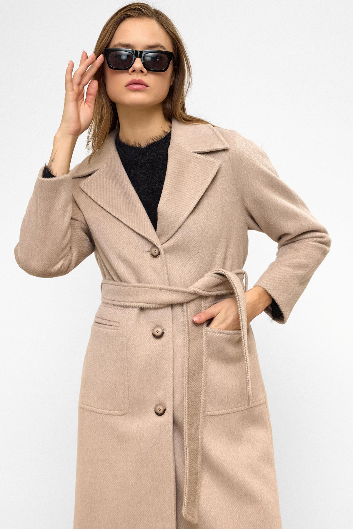 Raglan Sleeve Tied Waist Mohair Coat AGE 3156