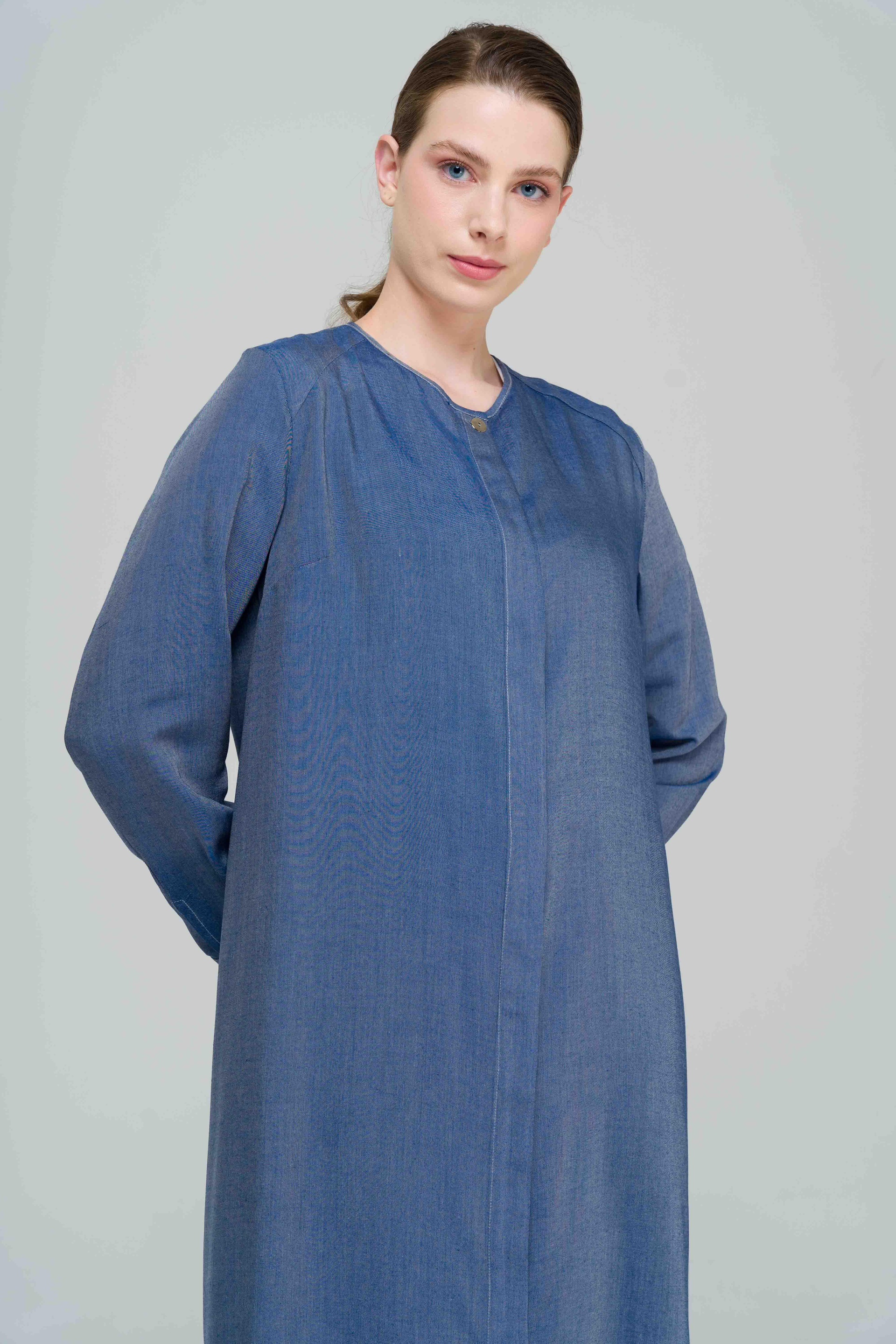 Sıfır Yaka Uzun Tunik MAVİ 9827