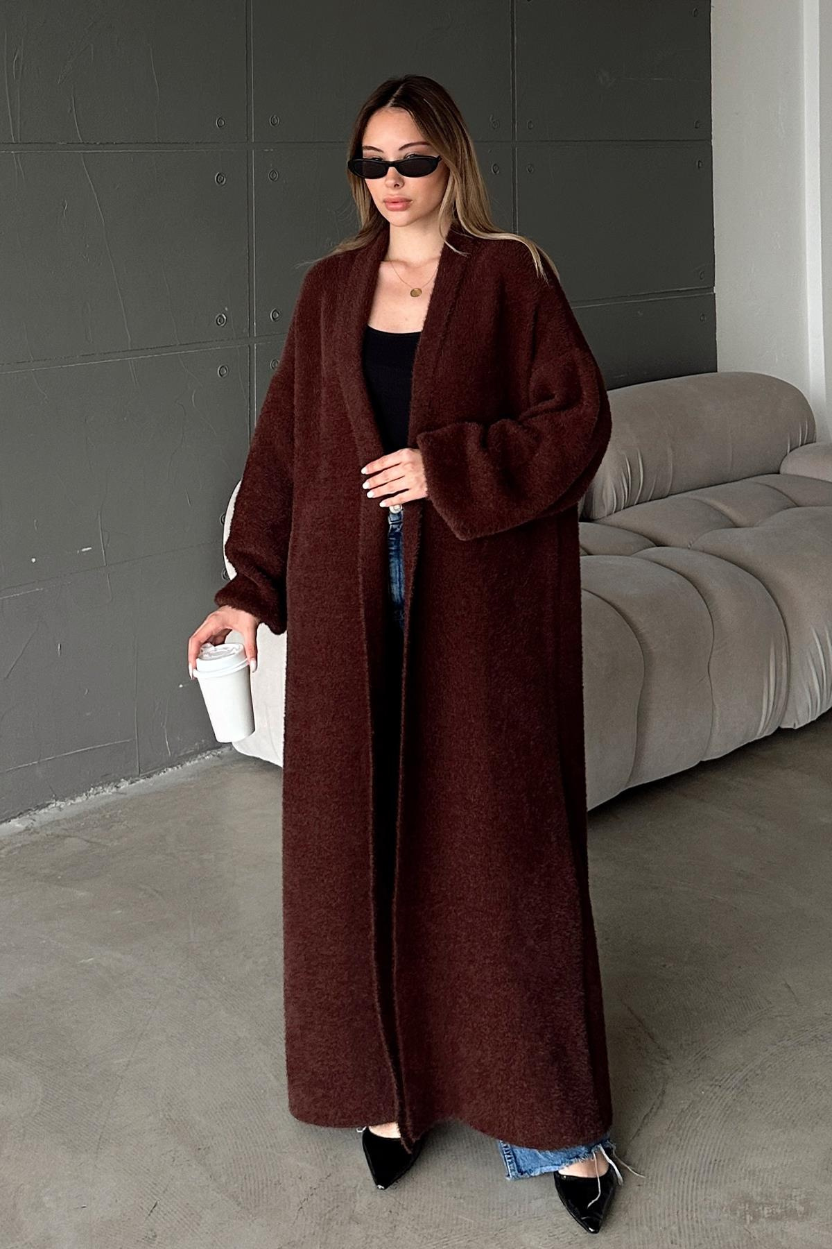 Uzun Salaş Triko Hırka KAHVE 8245