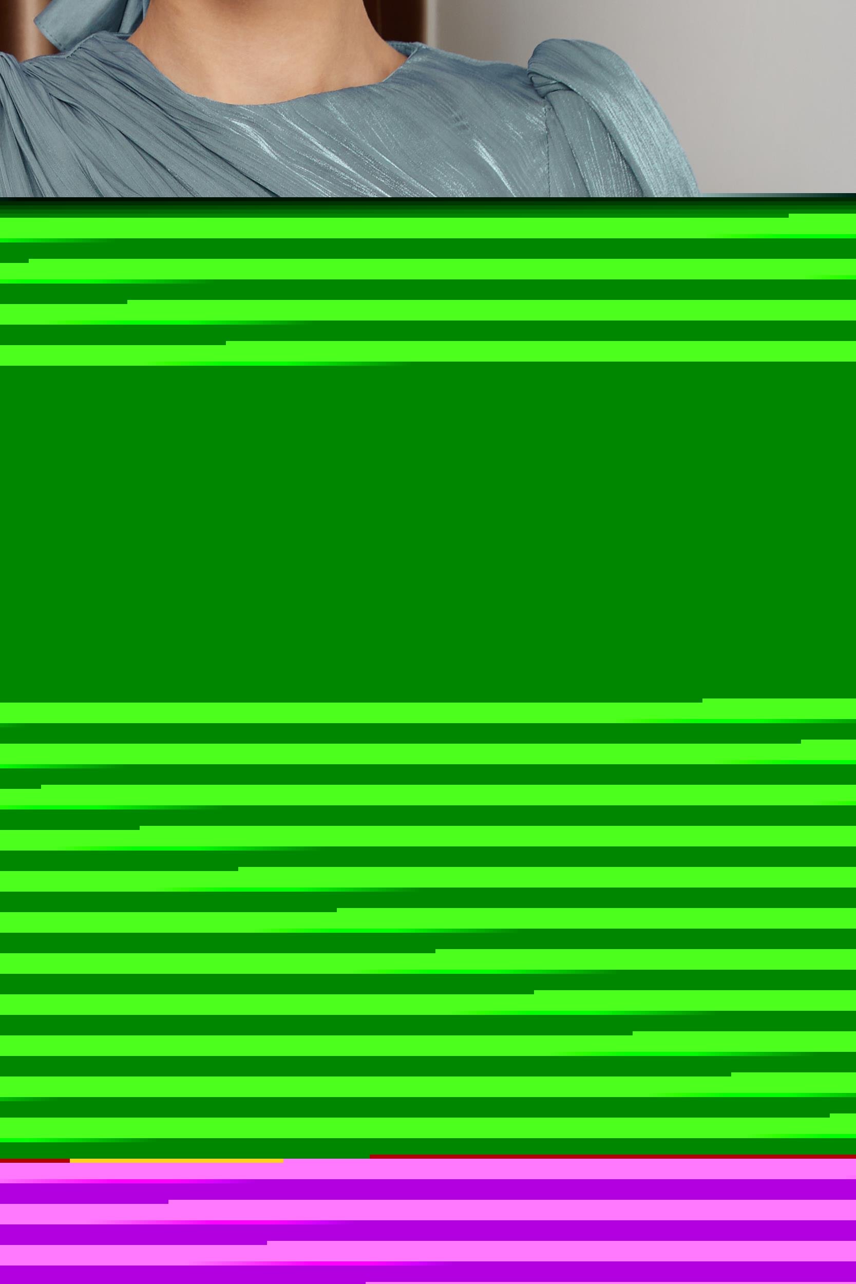 Yoryo Silk Hijab Evening Dress with Ruffle and Bow Detailed Armhole Tie WATER GREEN 1224