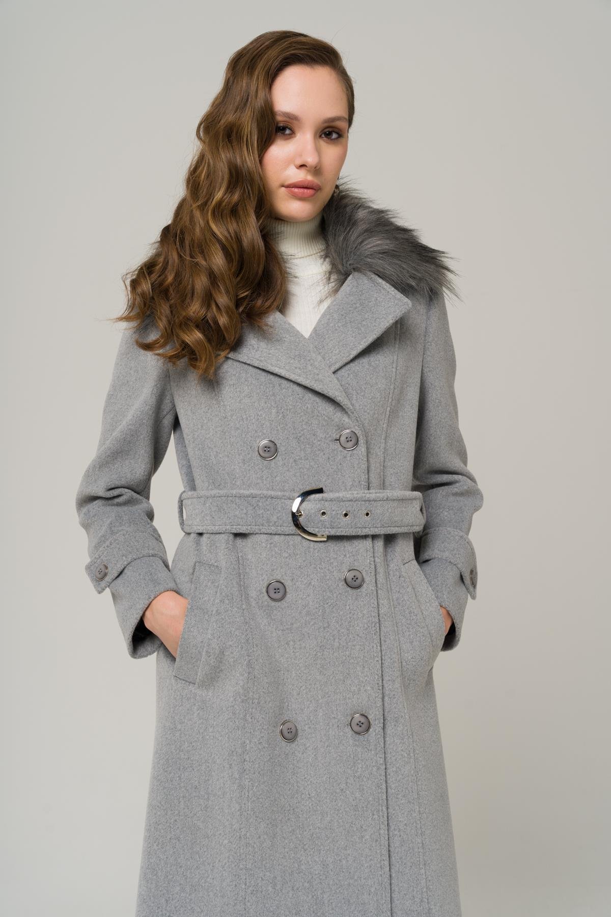 Double-breasted fur coat with removable collar A.GRI 3991