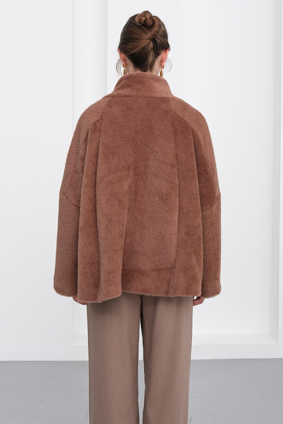 Angora Görünümlü Salaş Ceket KAHVE 8279