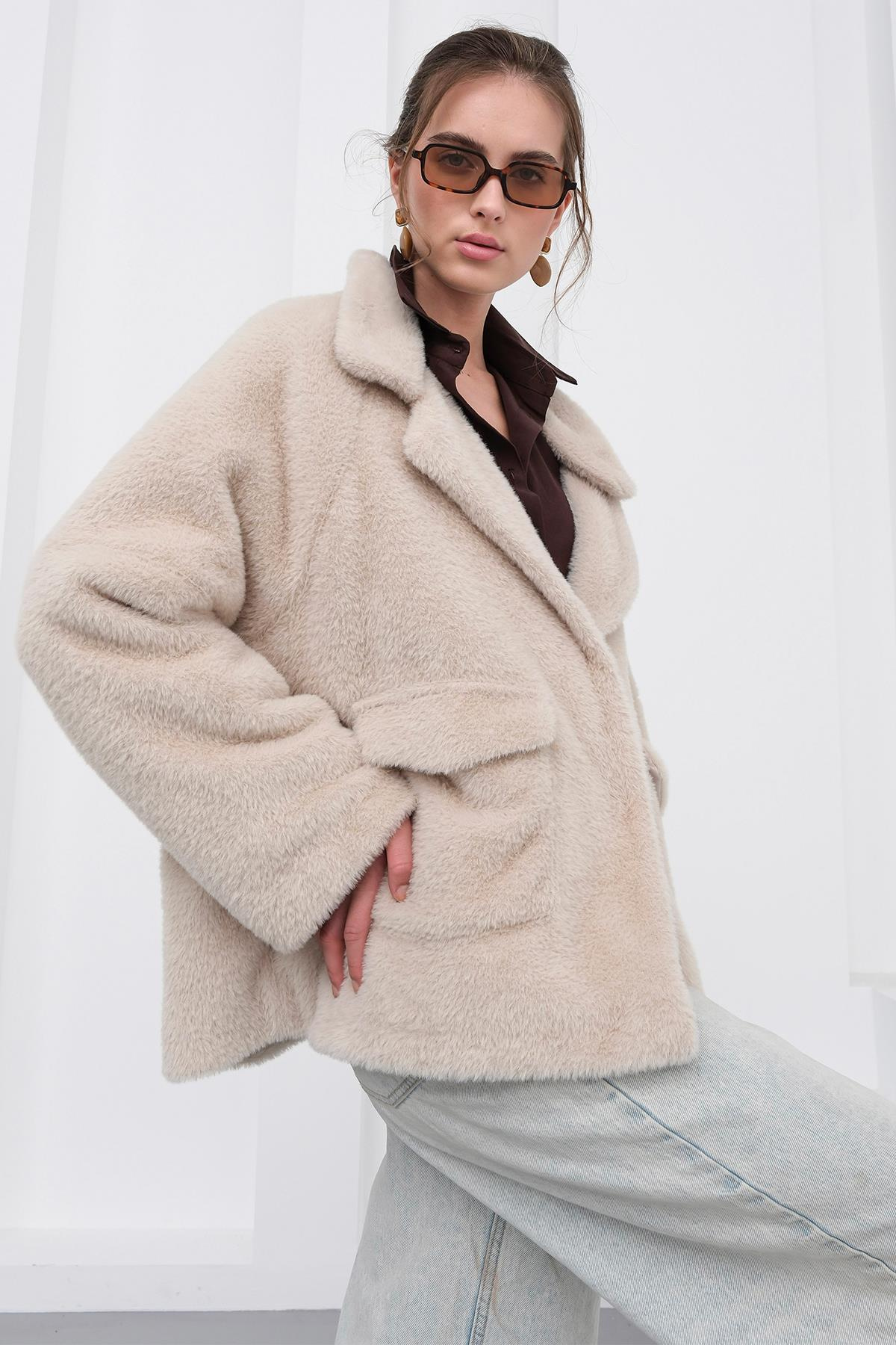 Angora Görünümlü Salaş Ceket TAŞ 8279