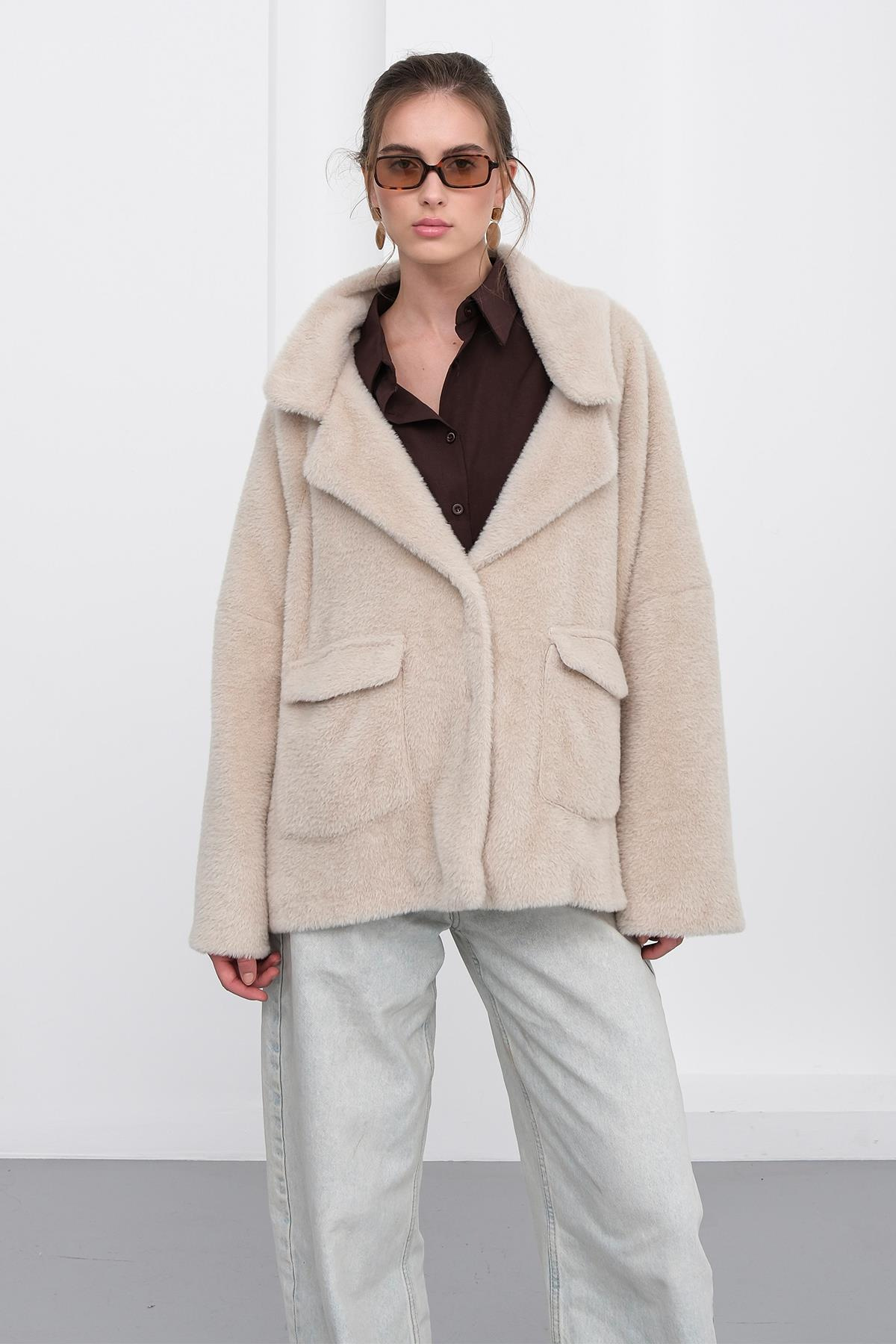 Angora Görünümlü Salaş Ceket TAŞ 8279