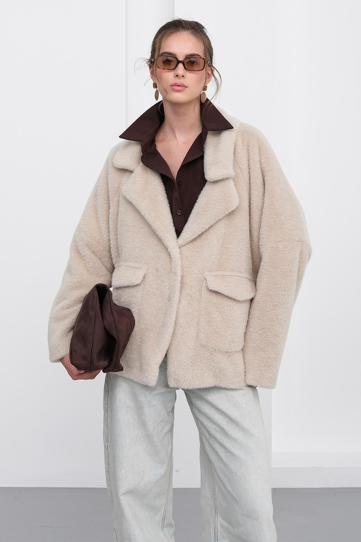 Angora Görünümlü Salaş Ceket TAŞ 8279