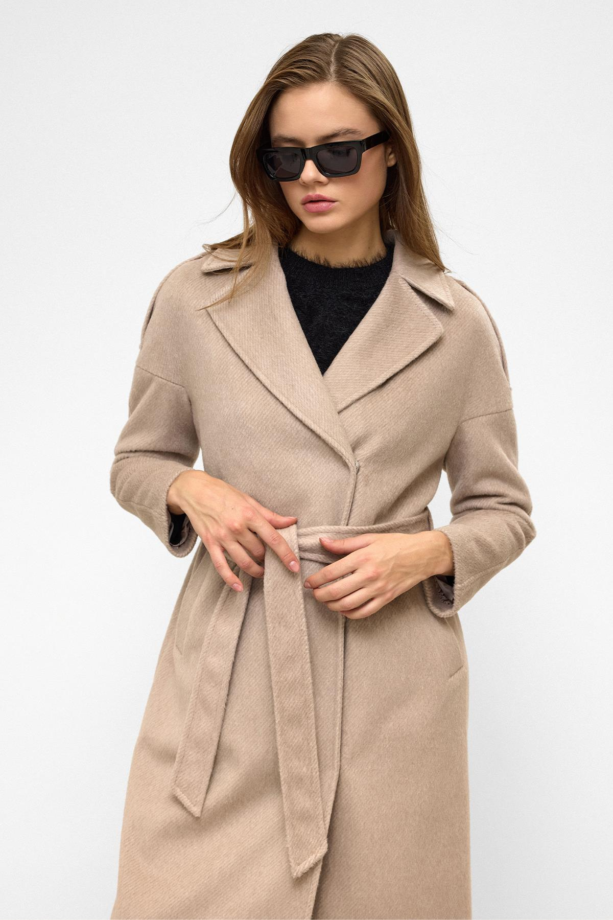 Oversized Mohair Coat with Epaulette Detail and Snap Closure AGE 3147