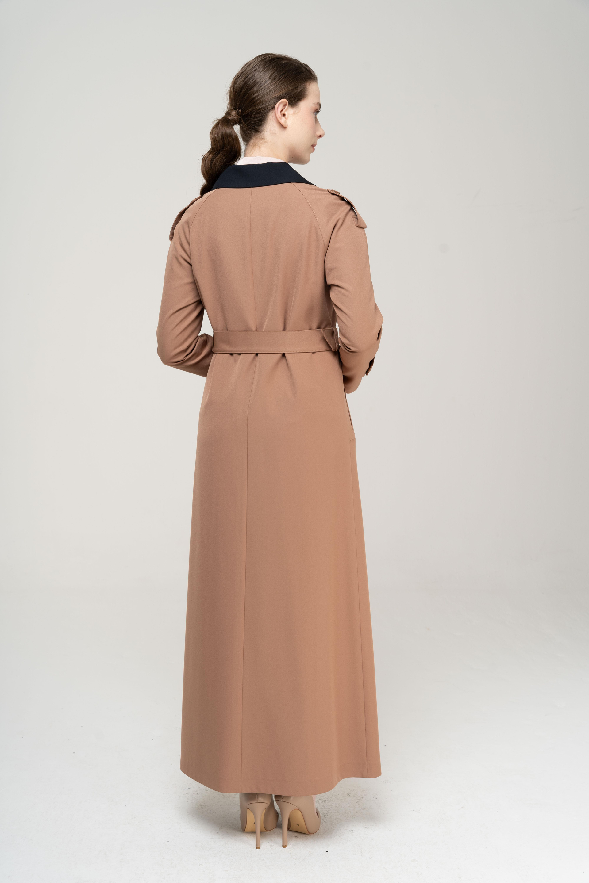 Apolet Detaylı Garnili Reglan Kol Astarlı Pardesü KAMEL 6548