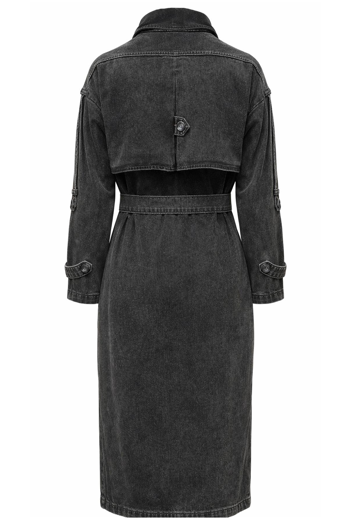 Oversized Denim Trench Coat with Epaulette and Cape Detail HARD COAL 6789