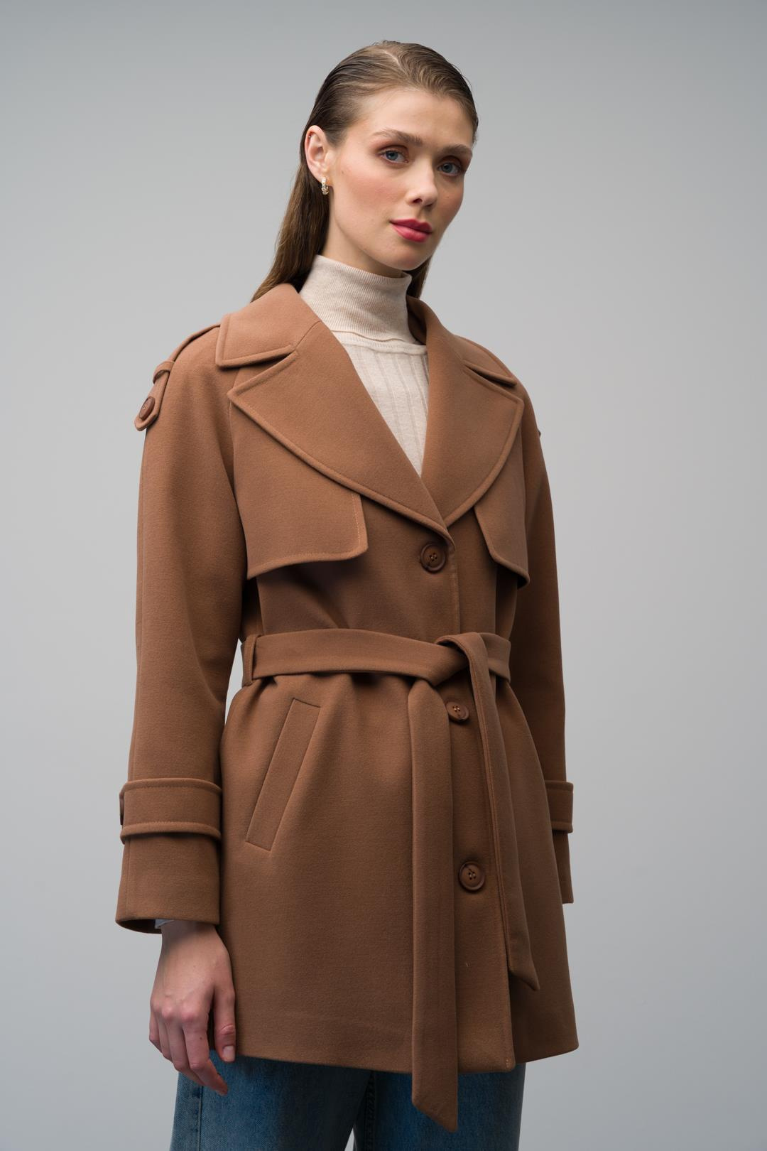 Apolet ve Pelerin Detaylı Reglan Kol Kaban TABA 3078