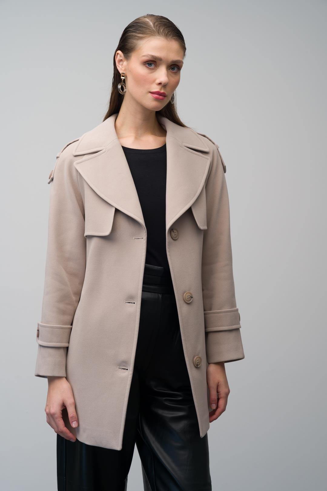 Apolet ve Pelerin Detaylı Reglan Kol Kaban TAŞ 3078