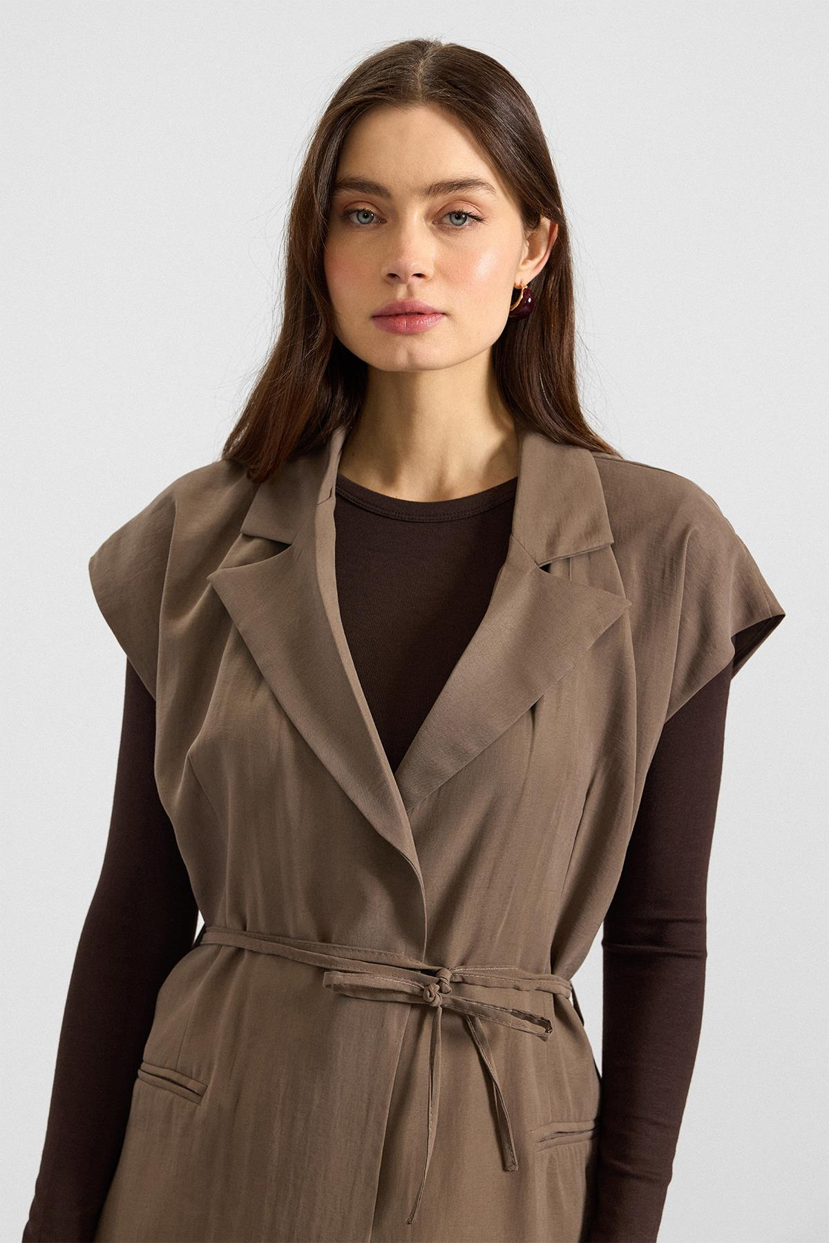 Bağcık Kapamalı Modal Yelek HAKİ 8286