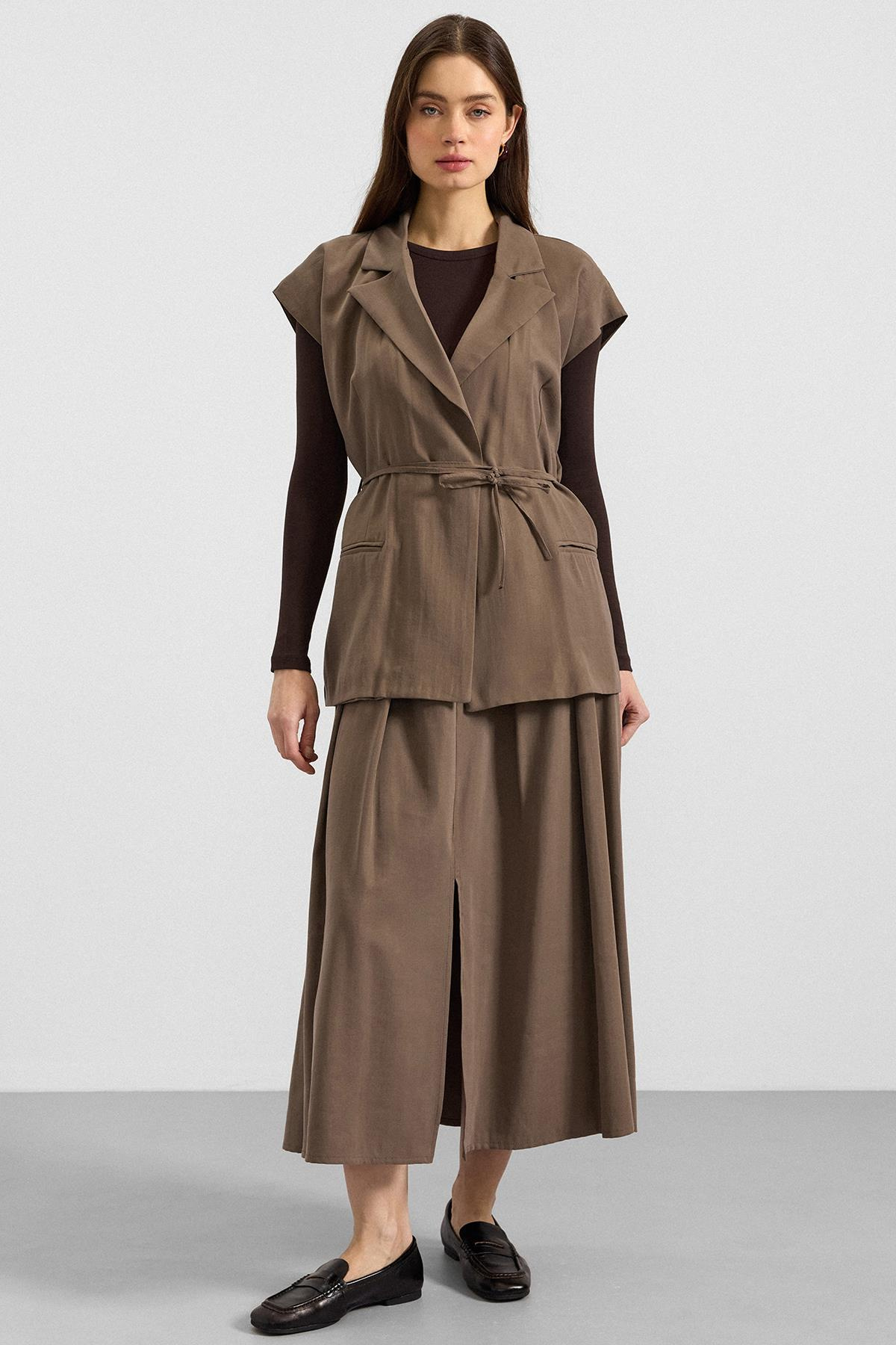 Bağcık Kapamalı Modal Yelek HAKİ 8286