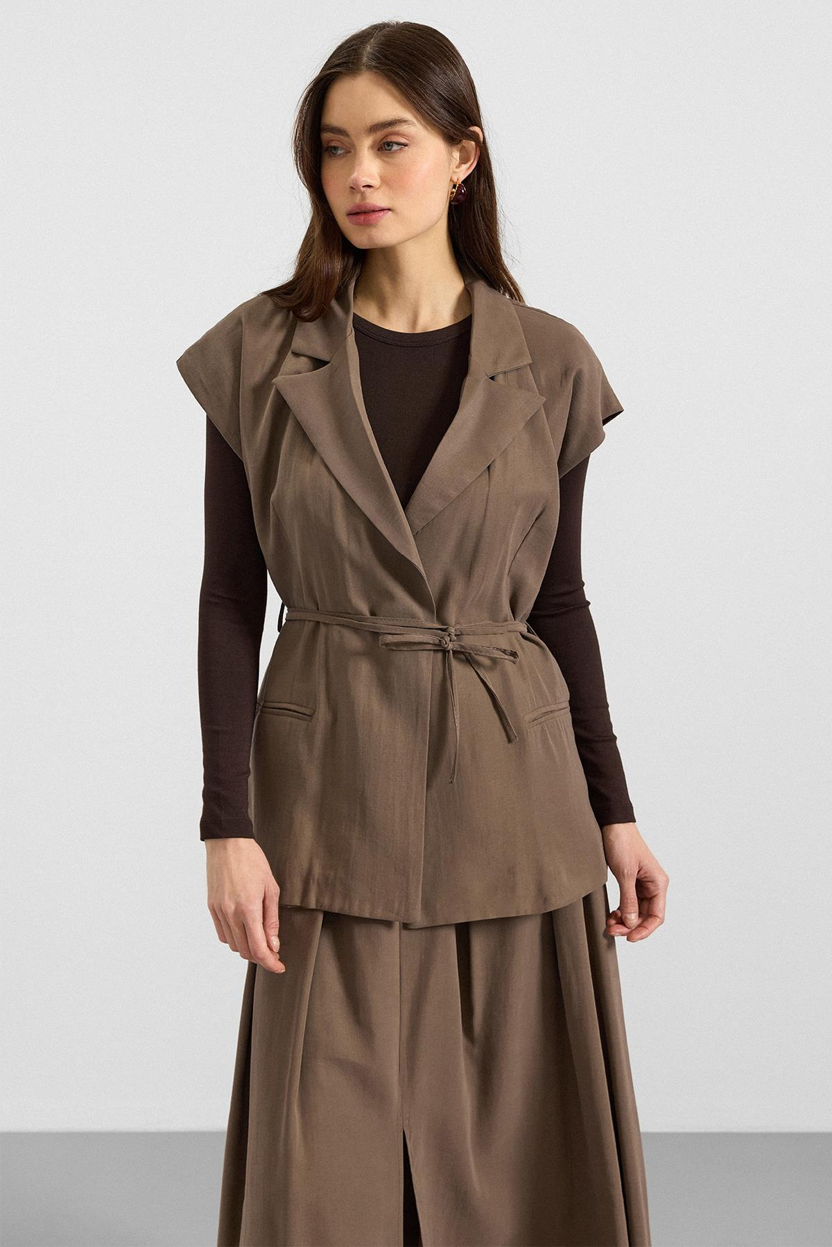 Bağcık Kapamalı Modal Yelek HAKİ 8286