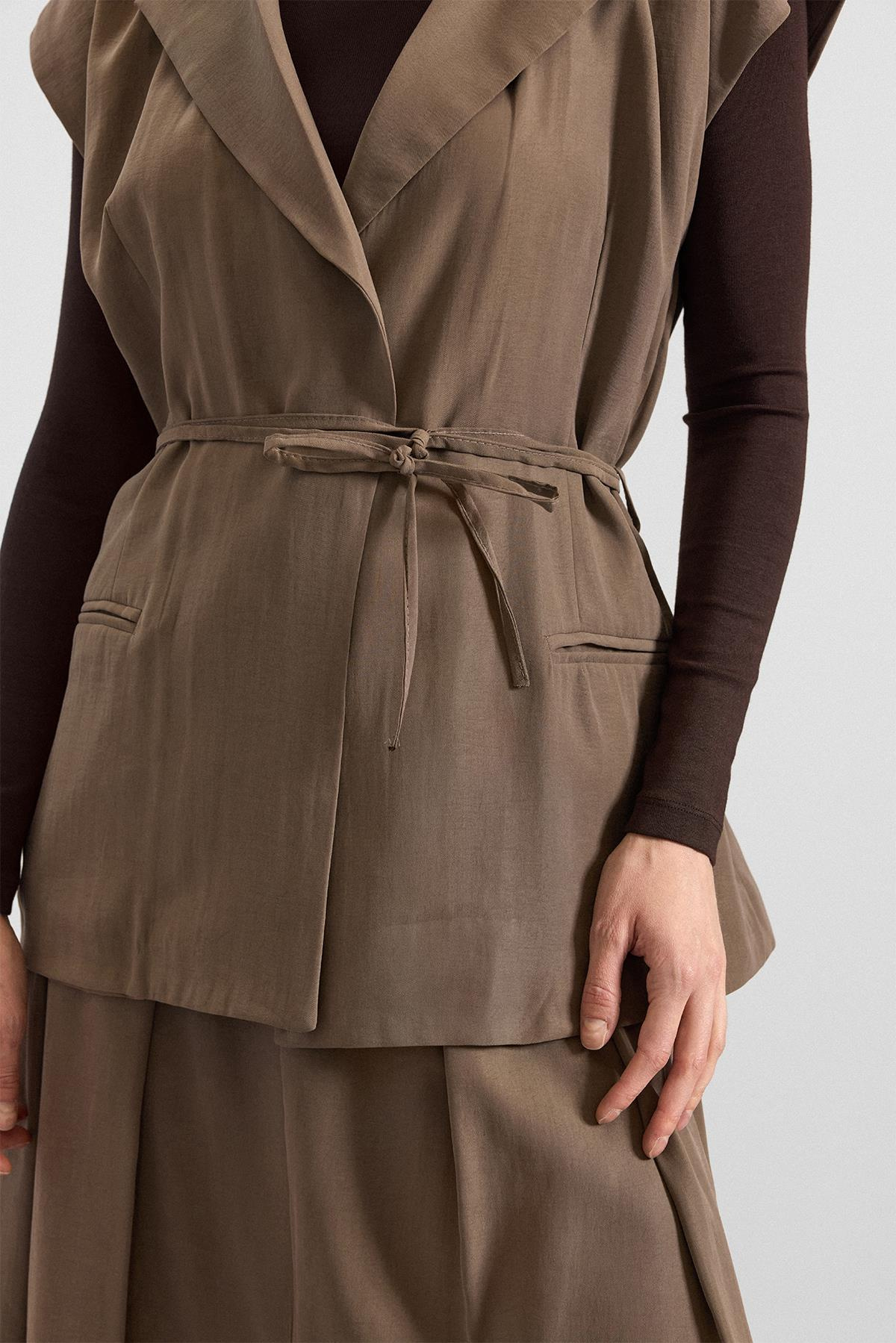 Bağcık Kapamalı Modal Yelek HAKİ 8286