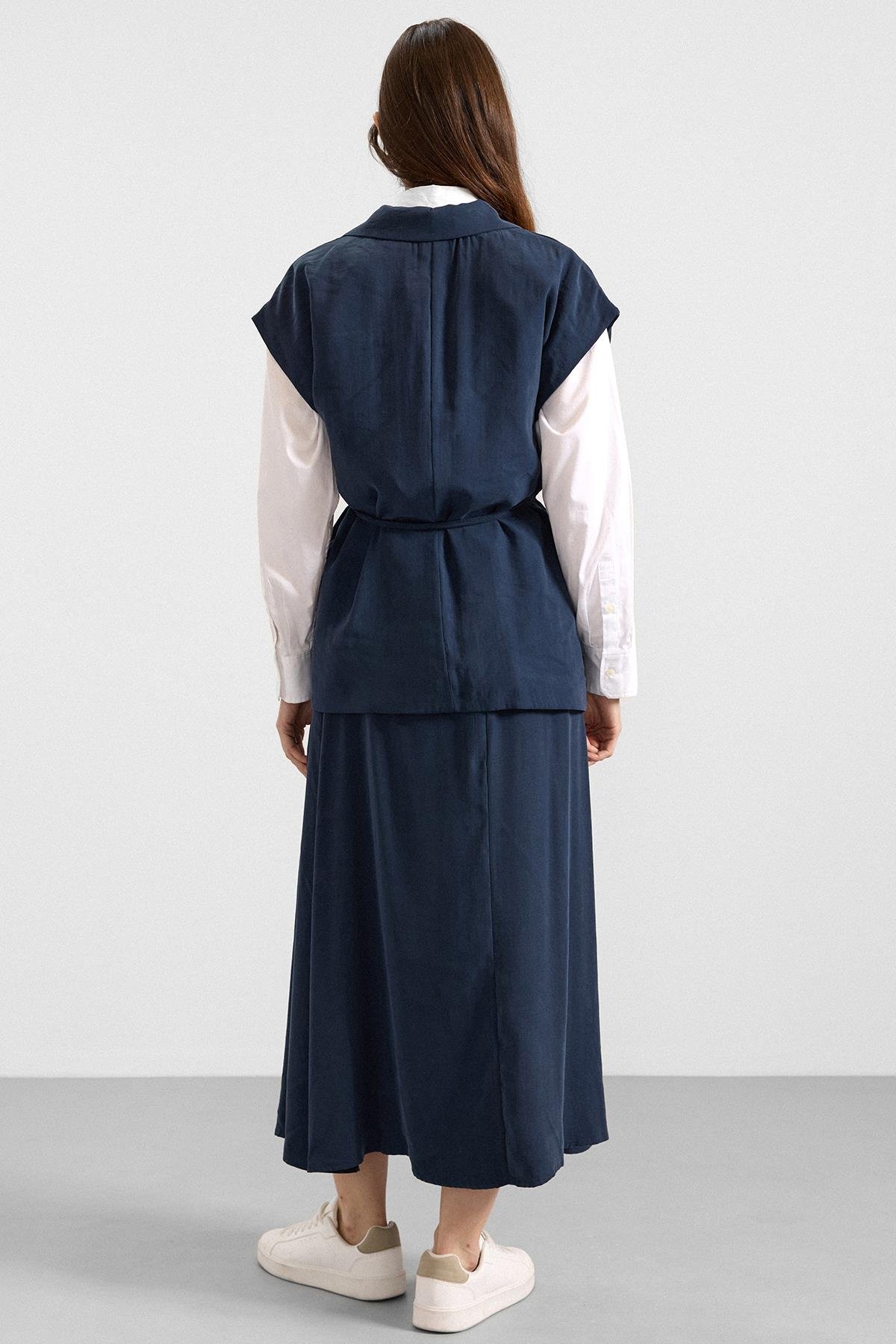 Bağcık Kapamalı Modal Yelek LACİVERT 8286