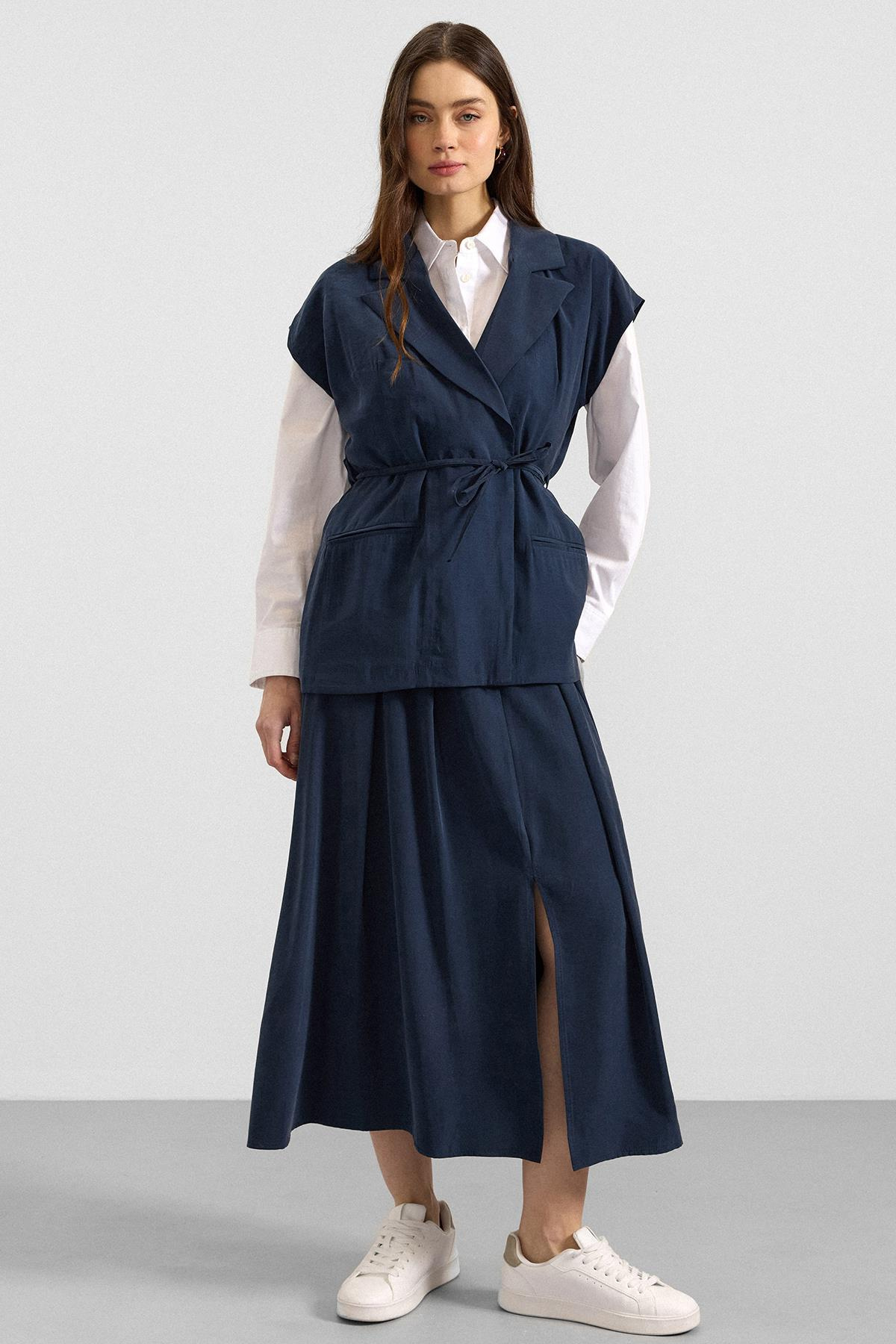 Bağcık Kapamalı Modal Yelek LACİVERT 8286