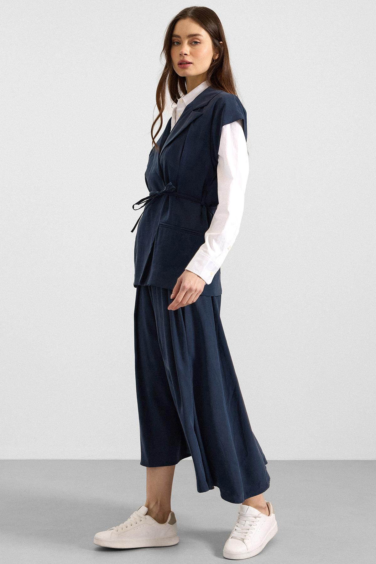 Bağcık Kapamalı Modal Yelek LACİVERT 8286