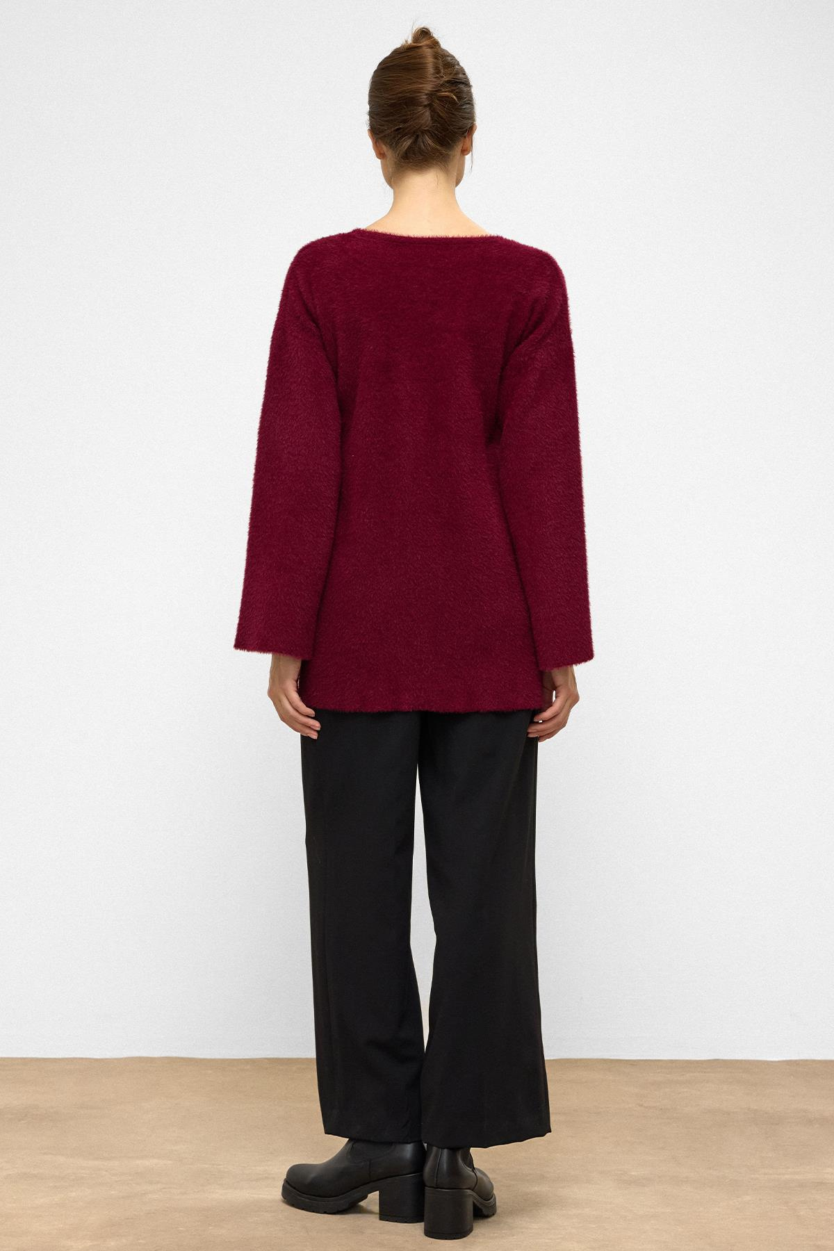 Bağcık Kapamalı Soft Triko Hırka BORDO 8269