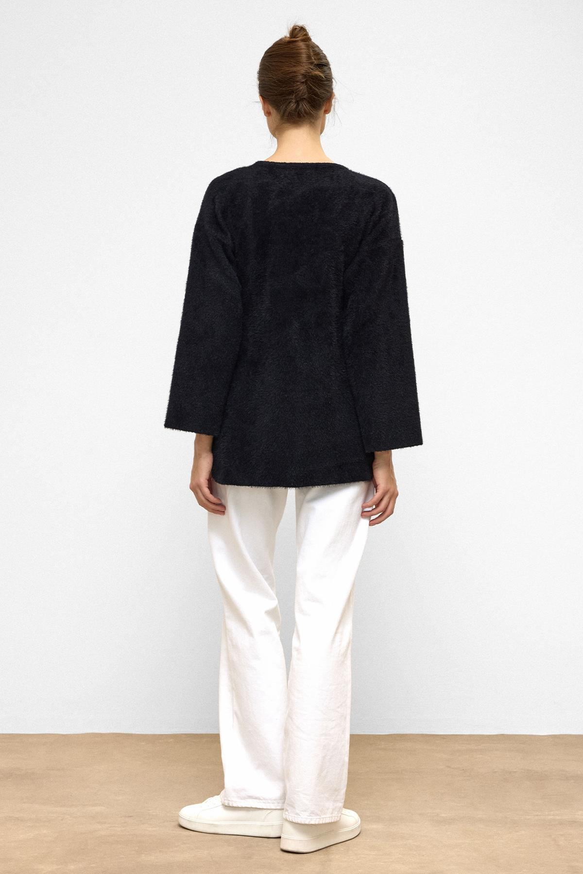 Bağcık Kapamalı Soft Triko Hırka SİYAH 8269