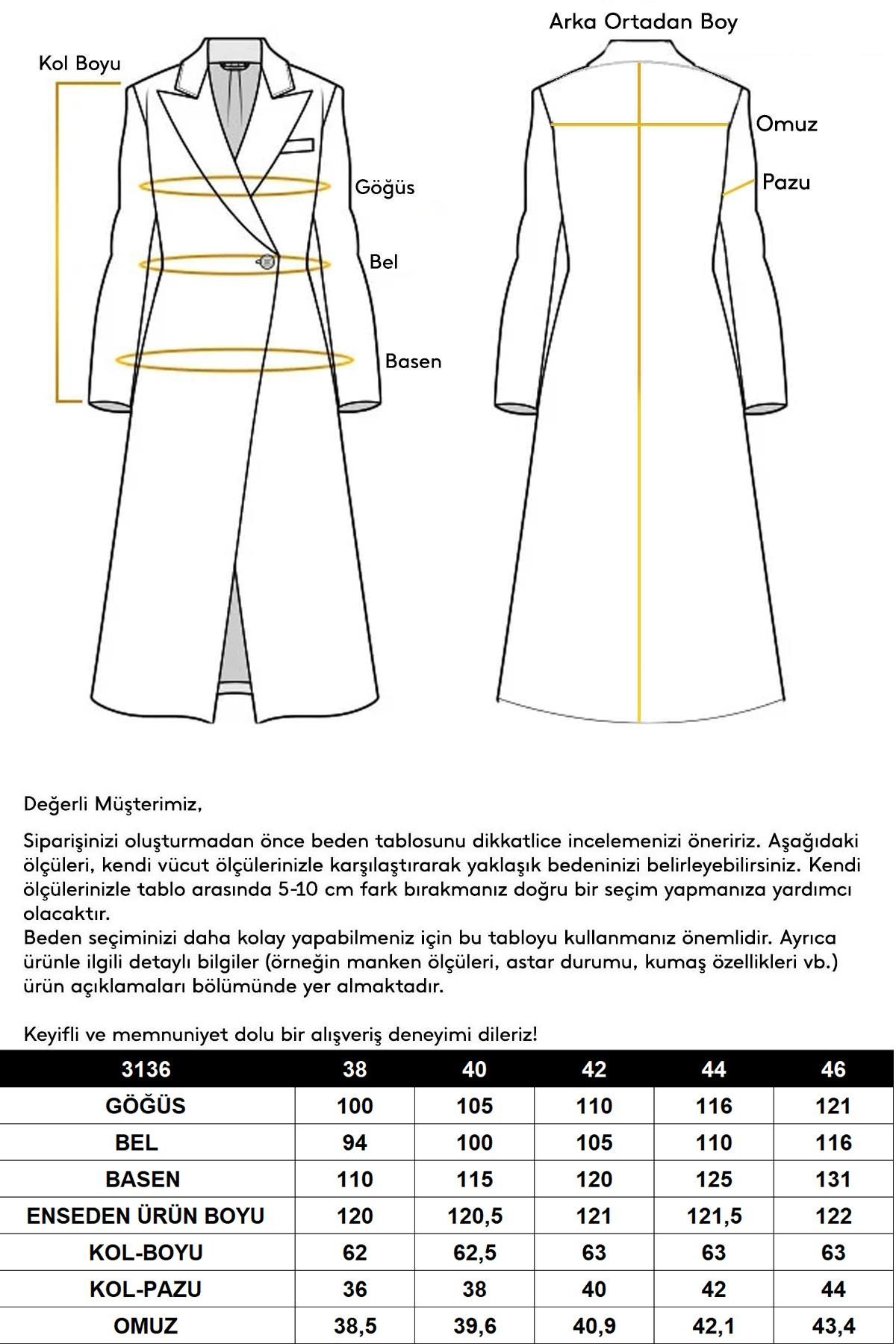 Balıksırtı Jakar Desenli Belden Bağlamalı Limited Edition Kaban KREM 3136