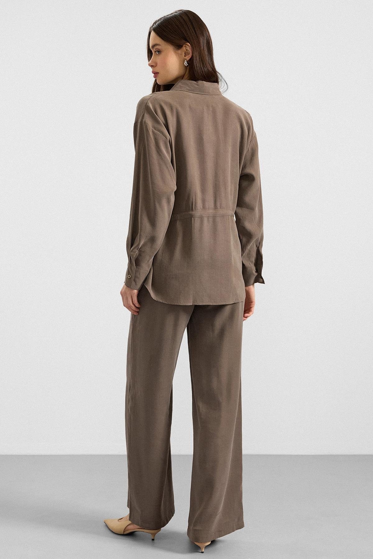 Belden Büzgülü Salaş Model Gömlek HAKİ 9413