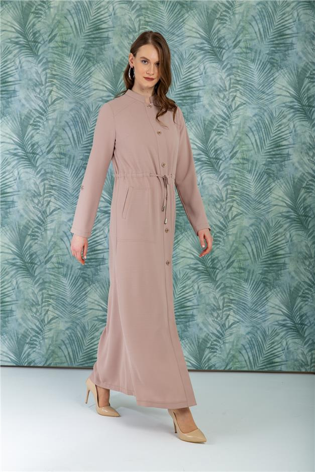 Beli Büzgülü Hakim Yaka Spor Pardesü BEJ 6046