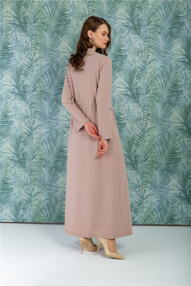 Beli Büzgülü Hakim Yaka Spor Pardesü BEJ 6046