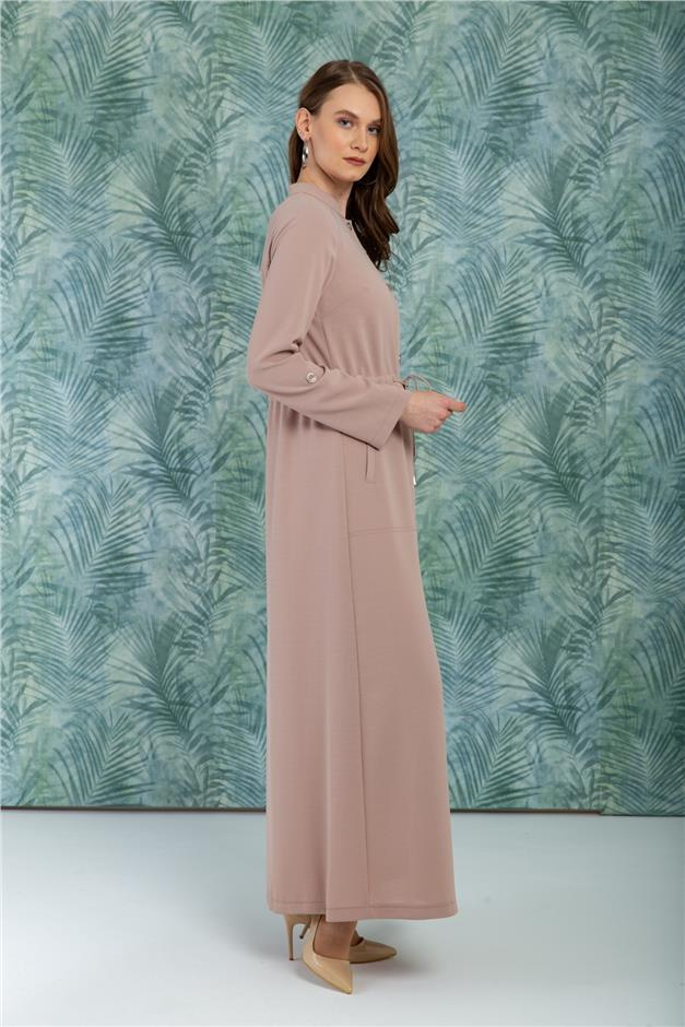 Beli Büzgülü Hakim Yaka Spor Pardesü BEJ 6046