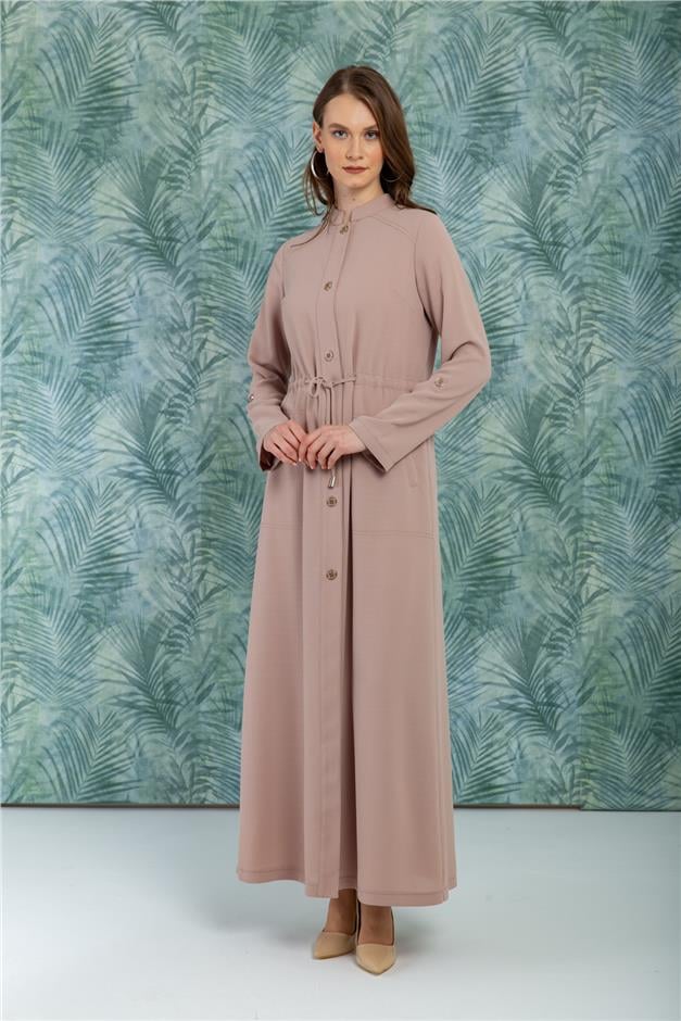 Beli Büzgülü Hakim Yaka Spor Pardesü BEJ 6046