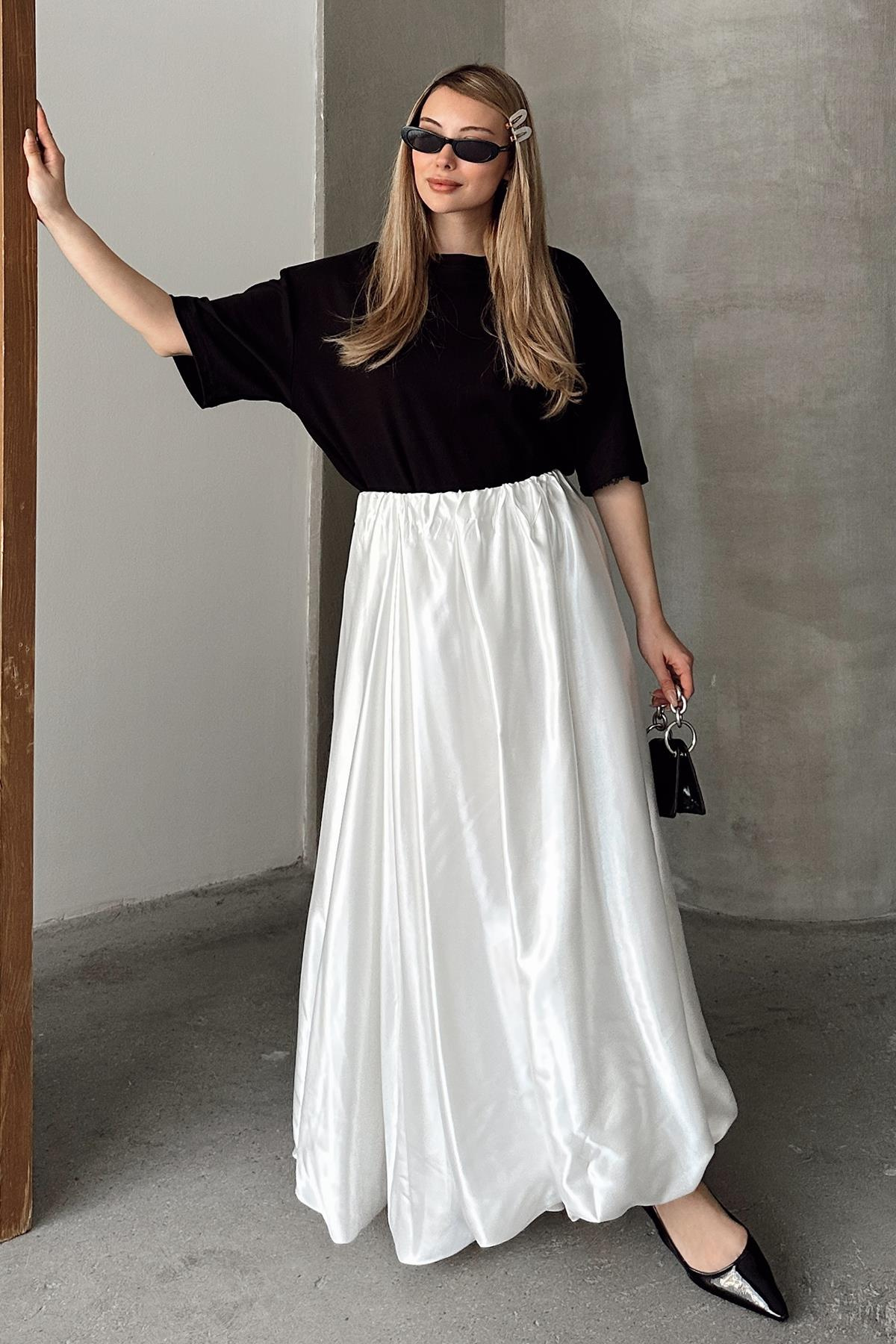 Beli Lastikli Balon Saten Etek BEYAZ 7058